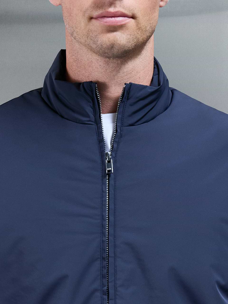 Padded Shell Zip Through Jacket In Navy
