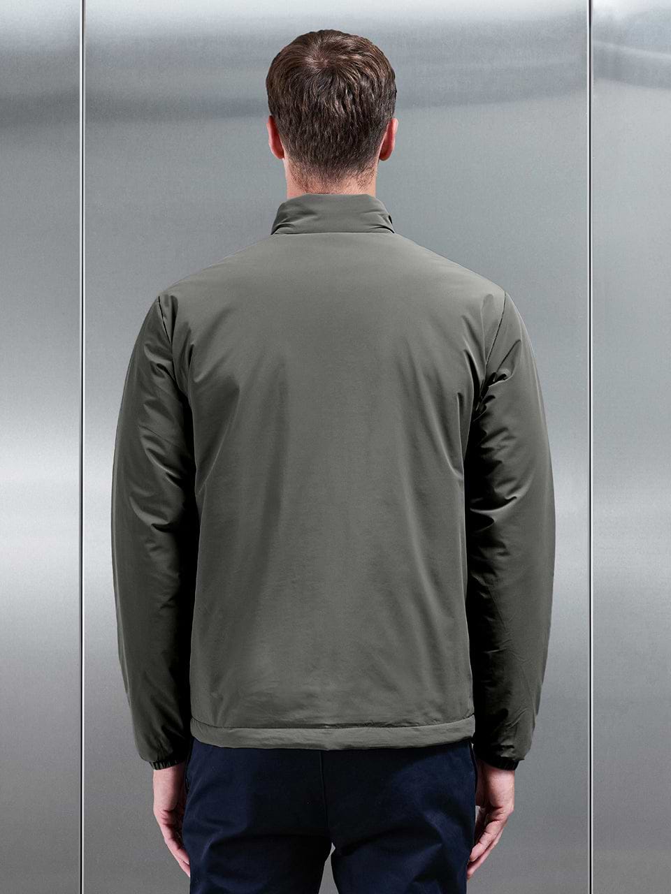 Padded Shell Zip Through Jacket in Olive