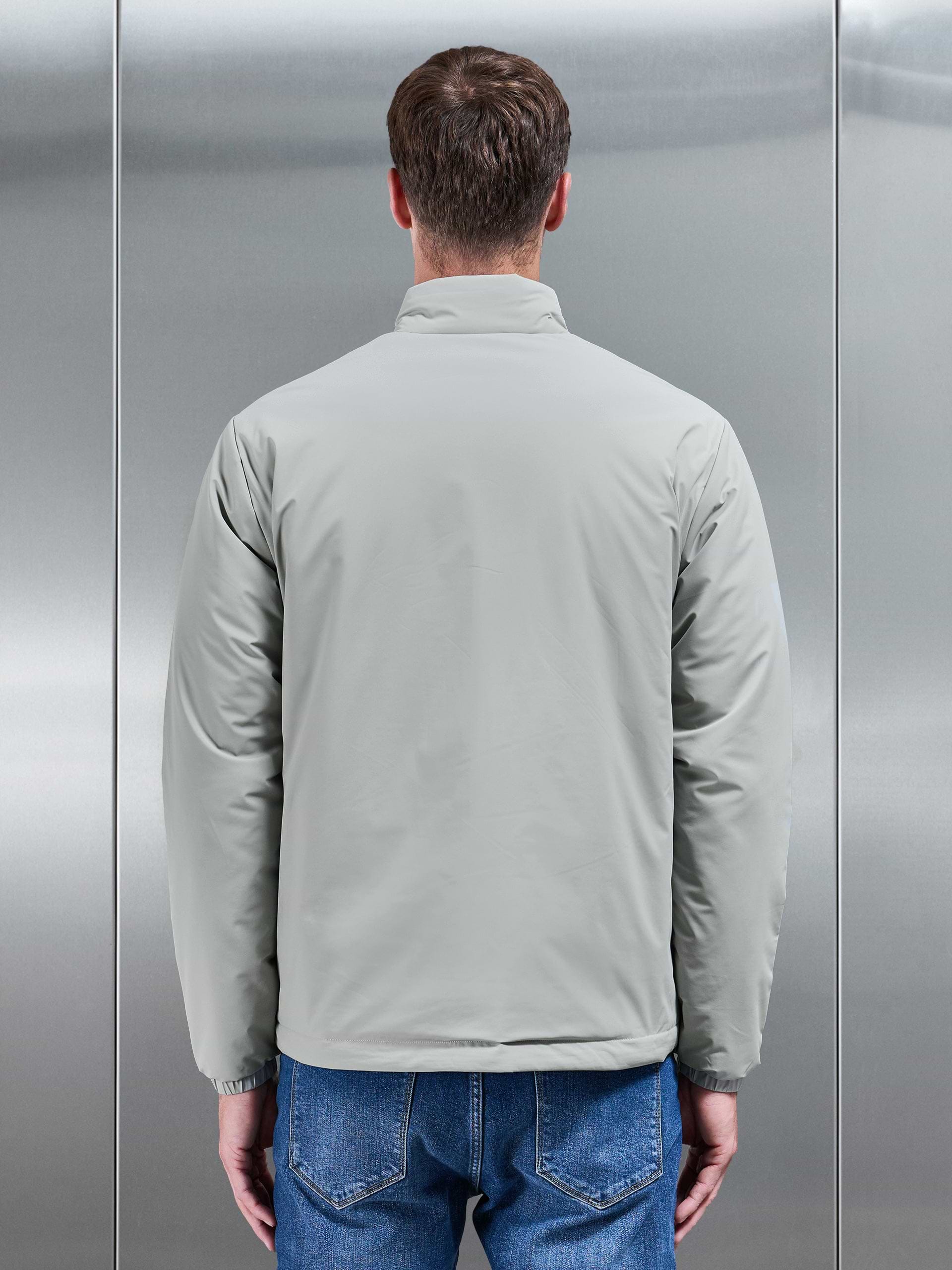 Padded Shell Zip Through Jacket in Stone