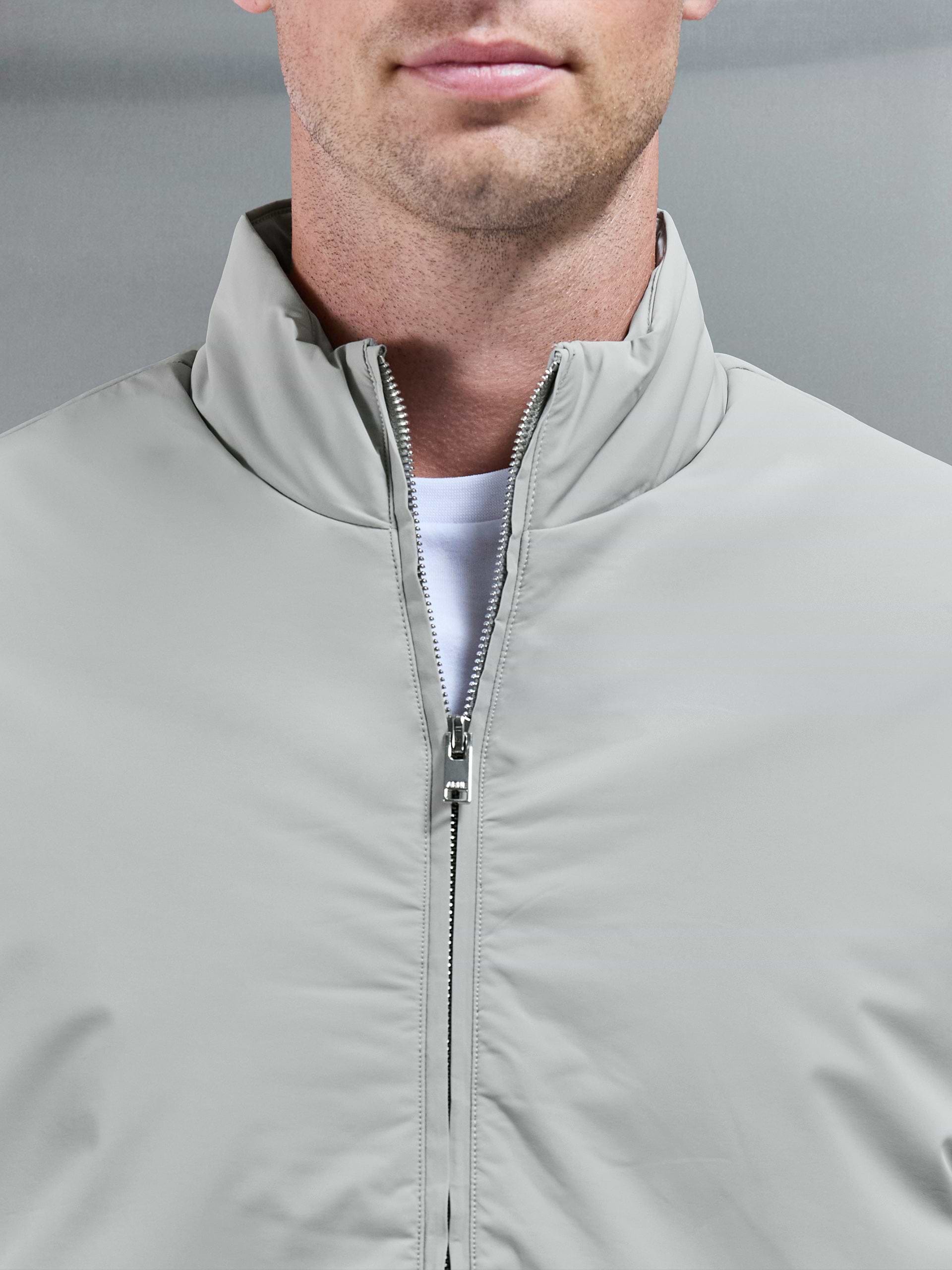 Padded Shell Zip Through Jacket in Stone