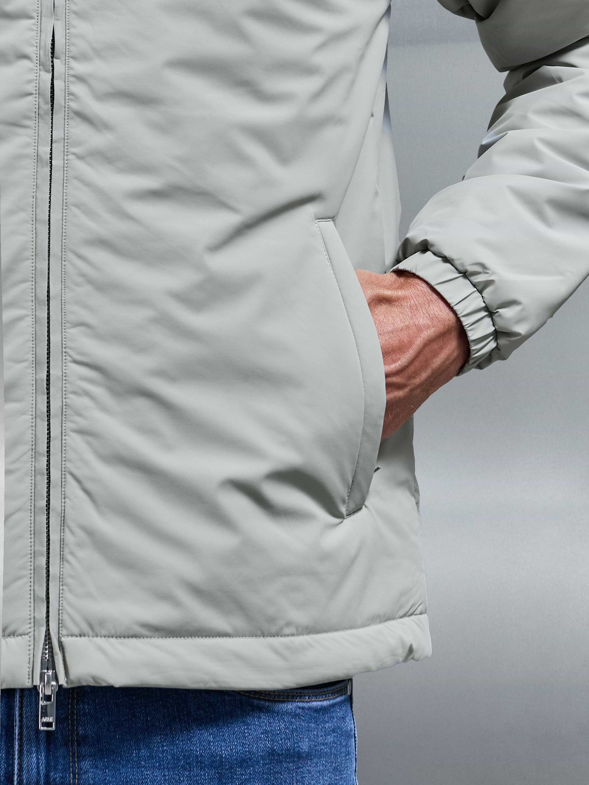 Padded Shell Zip Through Jacket in Stone