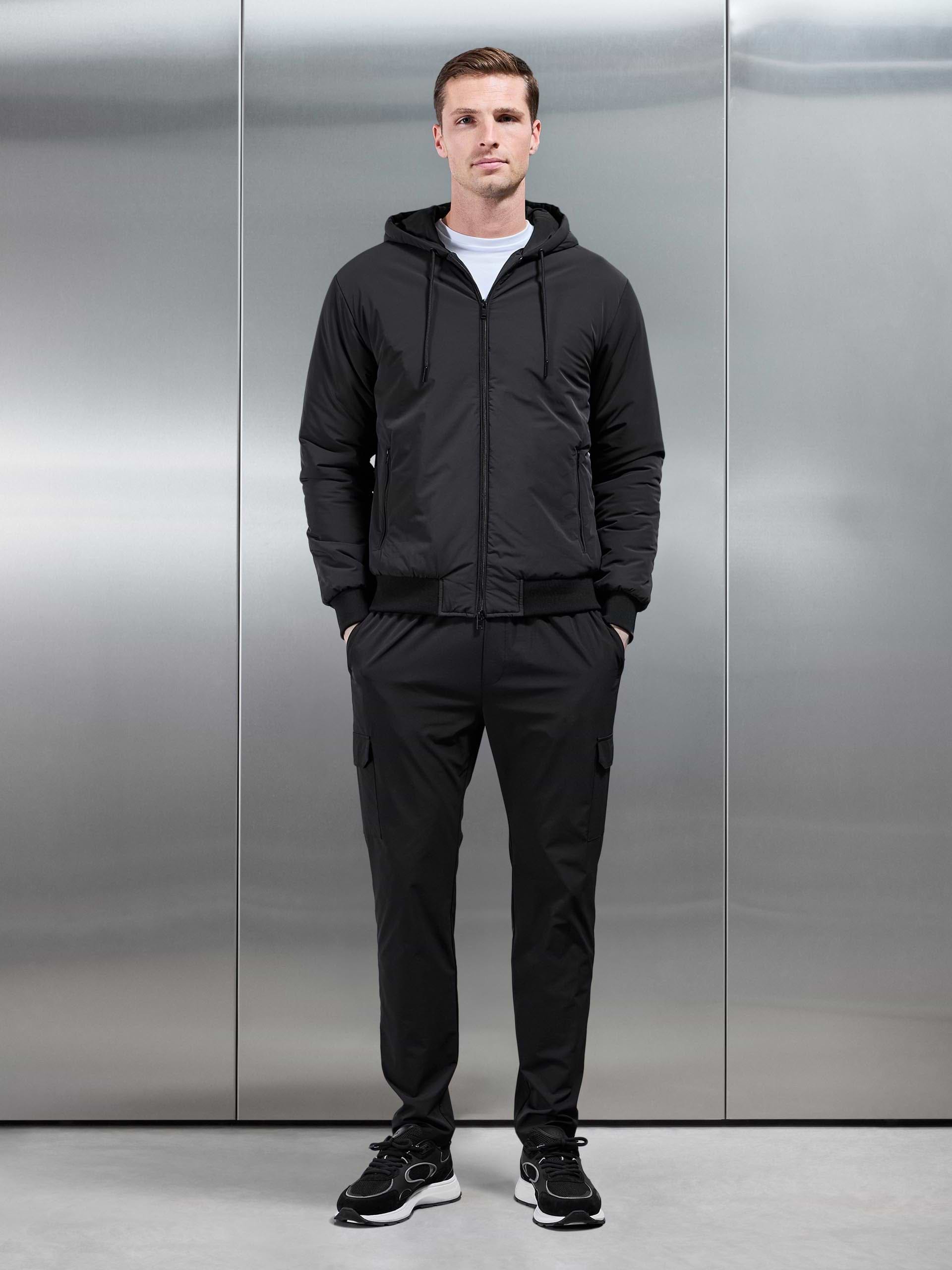 Padded Tonal Windbreaker in Black