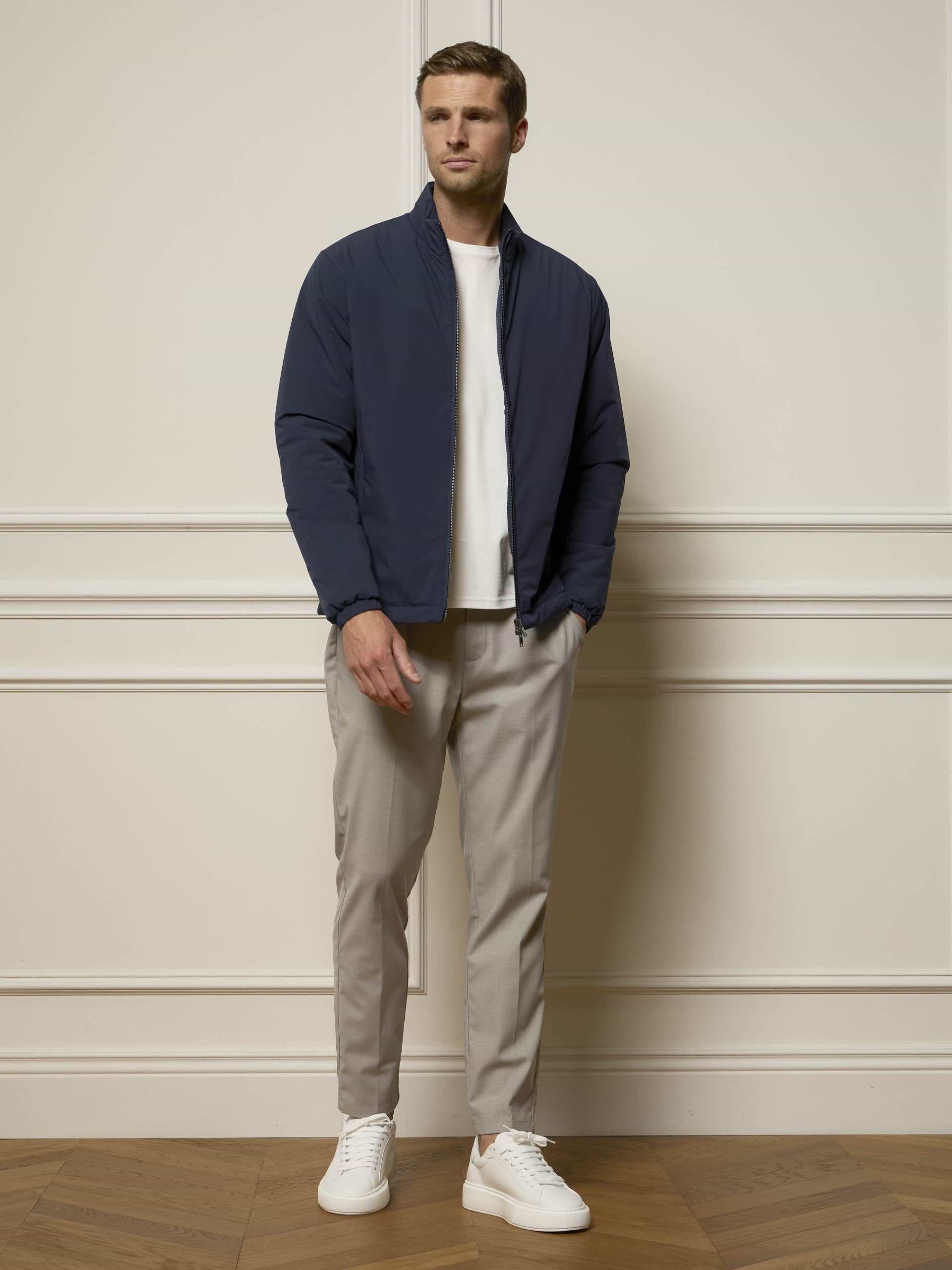 Padded Shell Zip Through Jacket In Navy