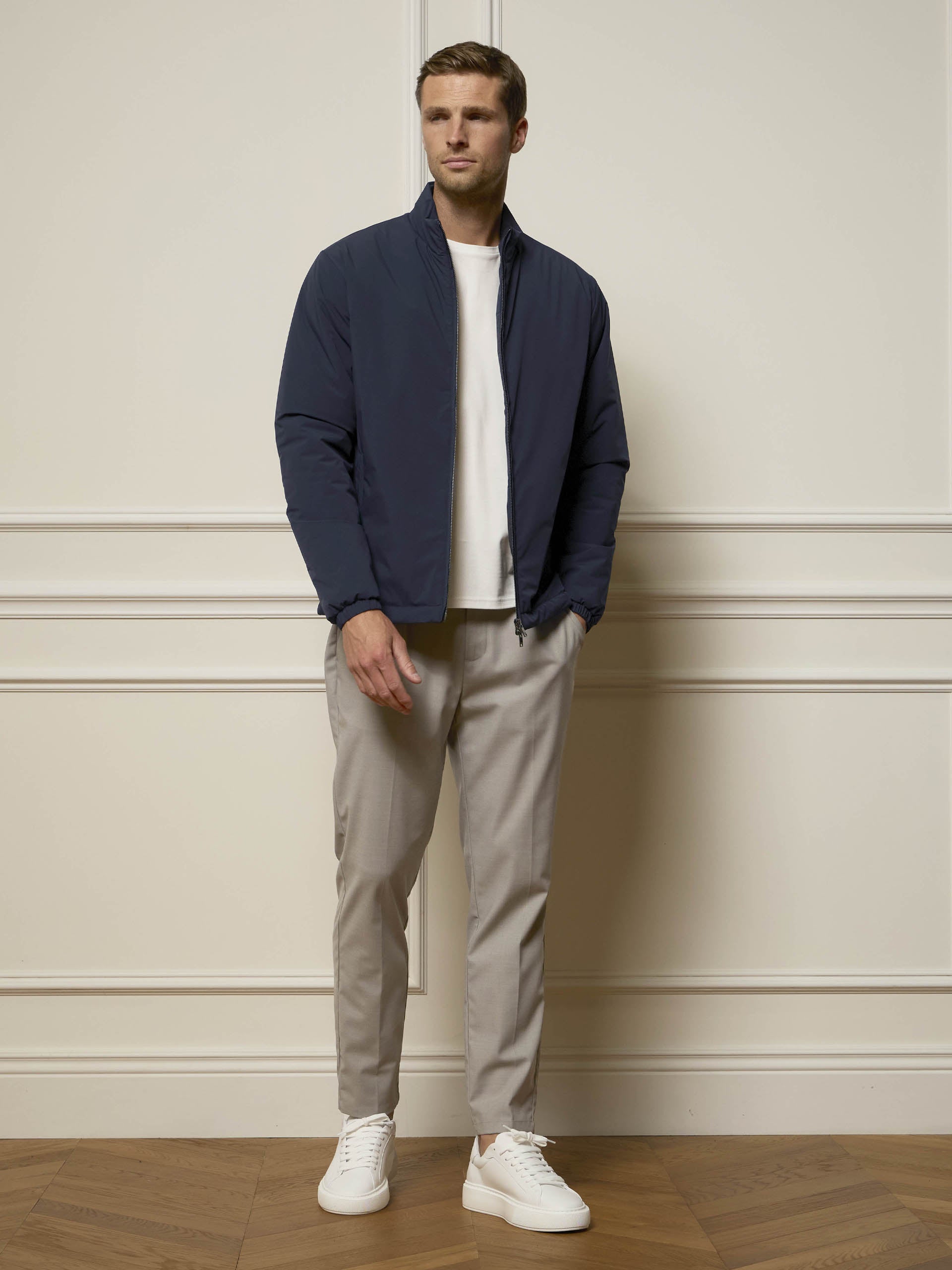 Padded Shell Zip Through Jacket In Navy