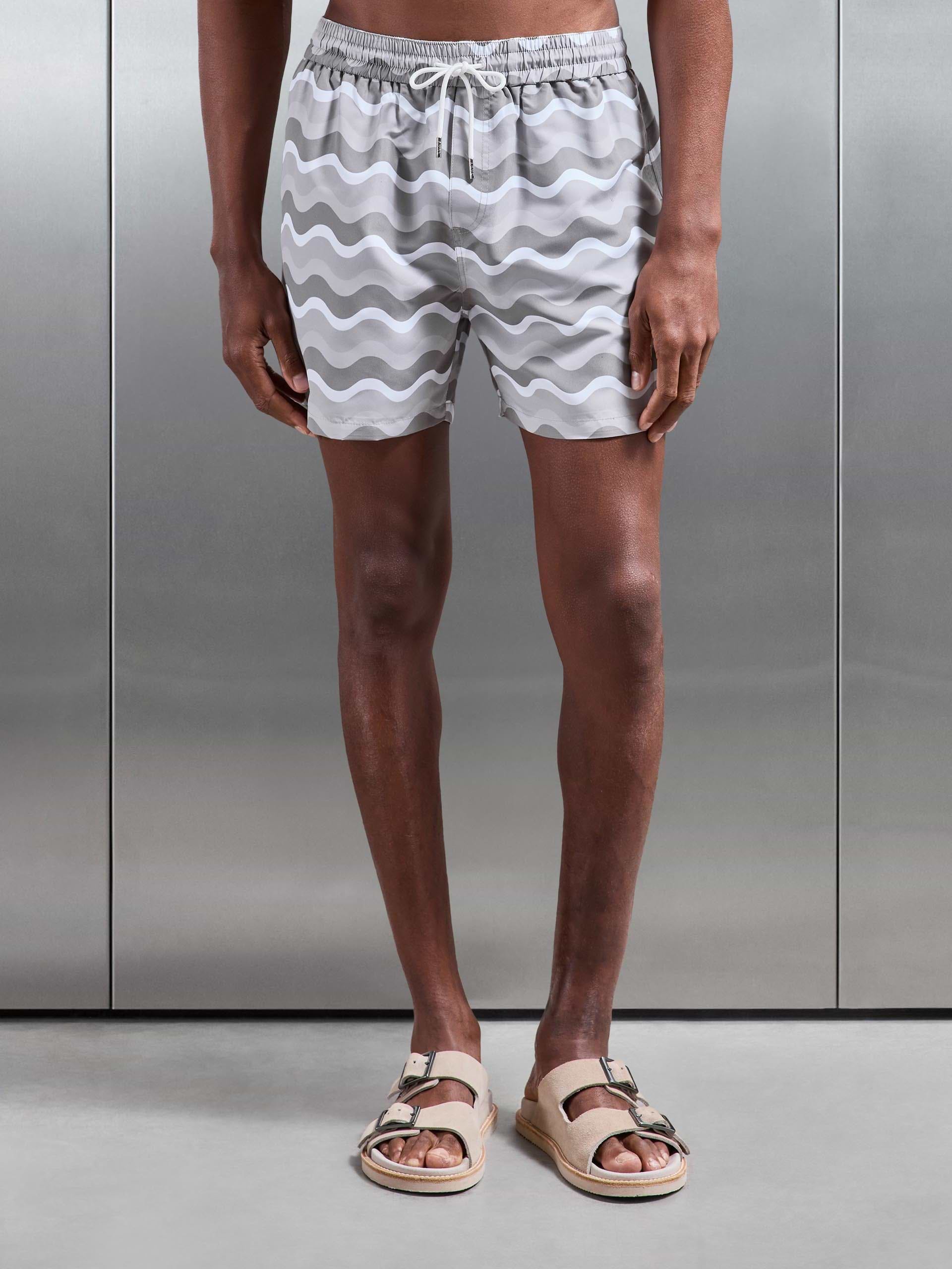 Palma Drawstring Printed Swim Short in Stone
