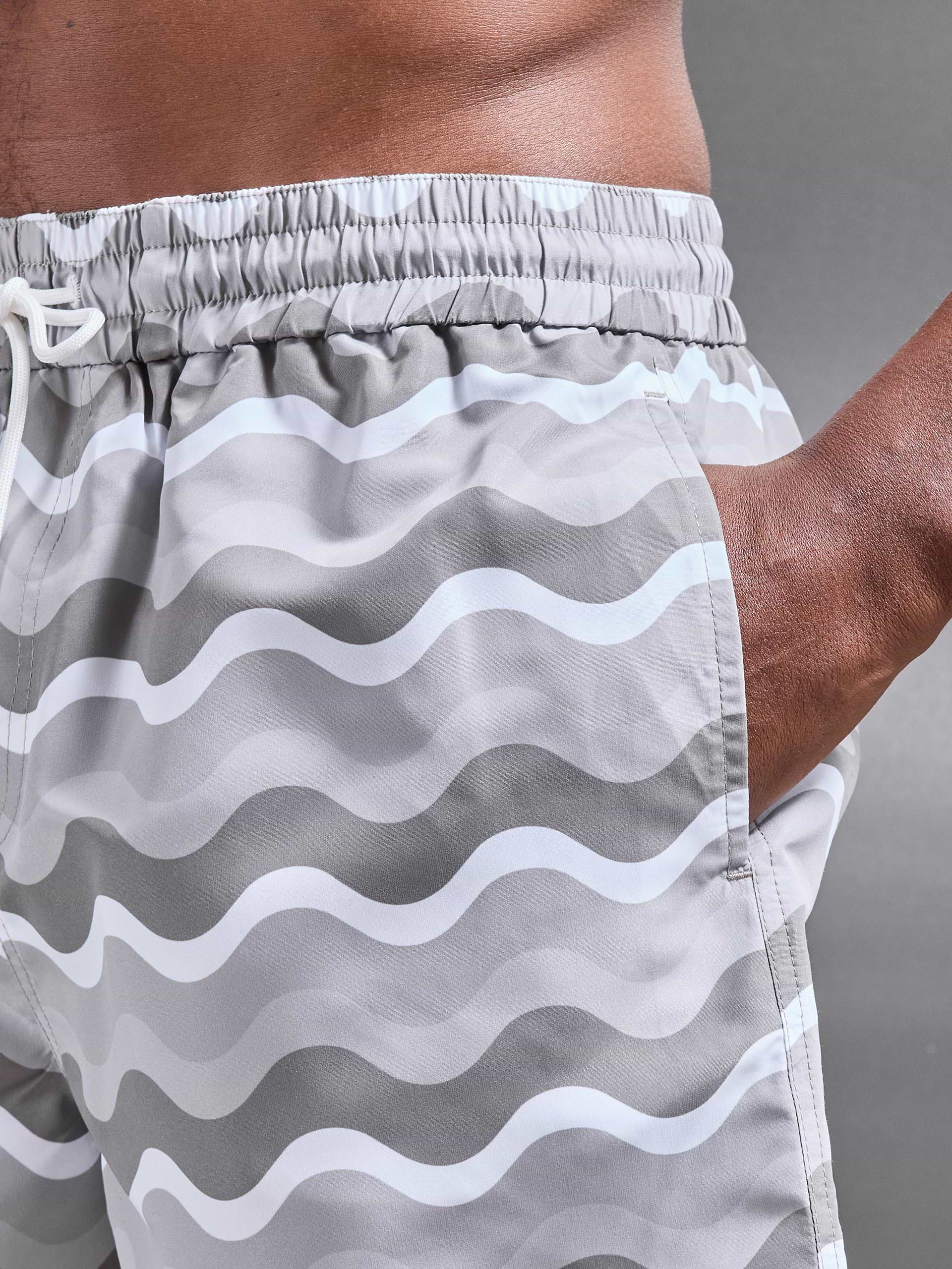 Palma Drawstring Printed Swim Short in Stone