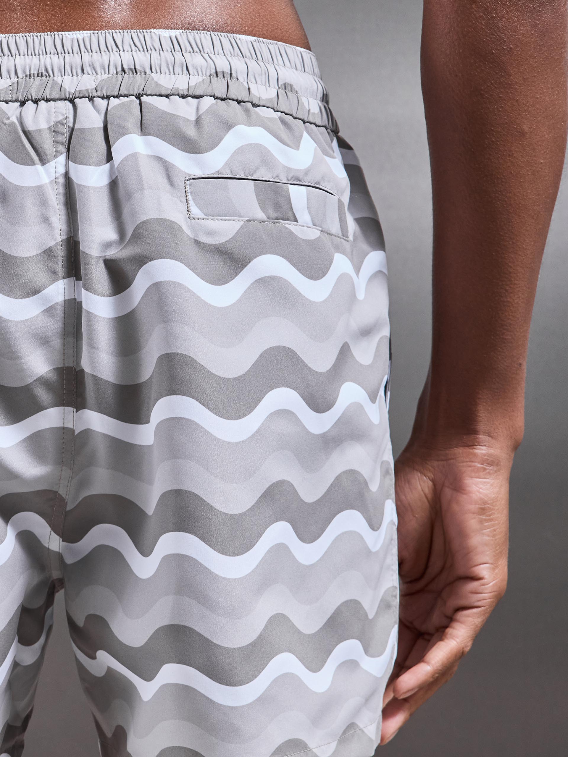 Palma Drawstring Printed Swim Short in Stone