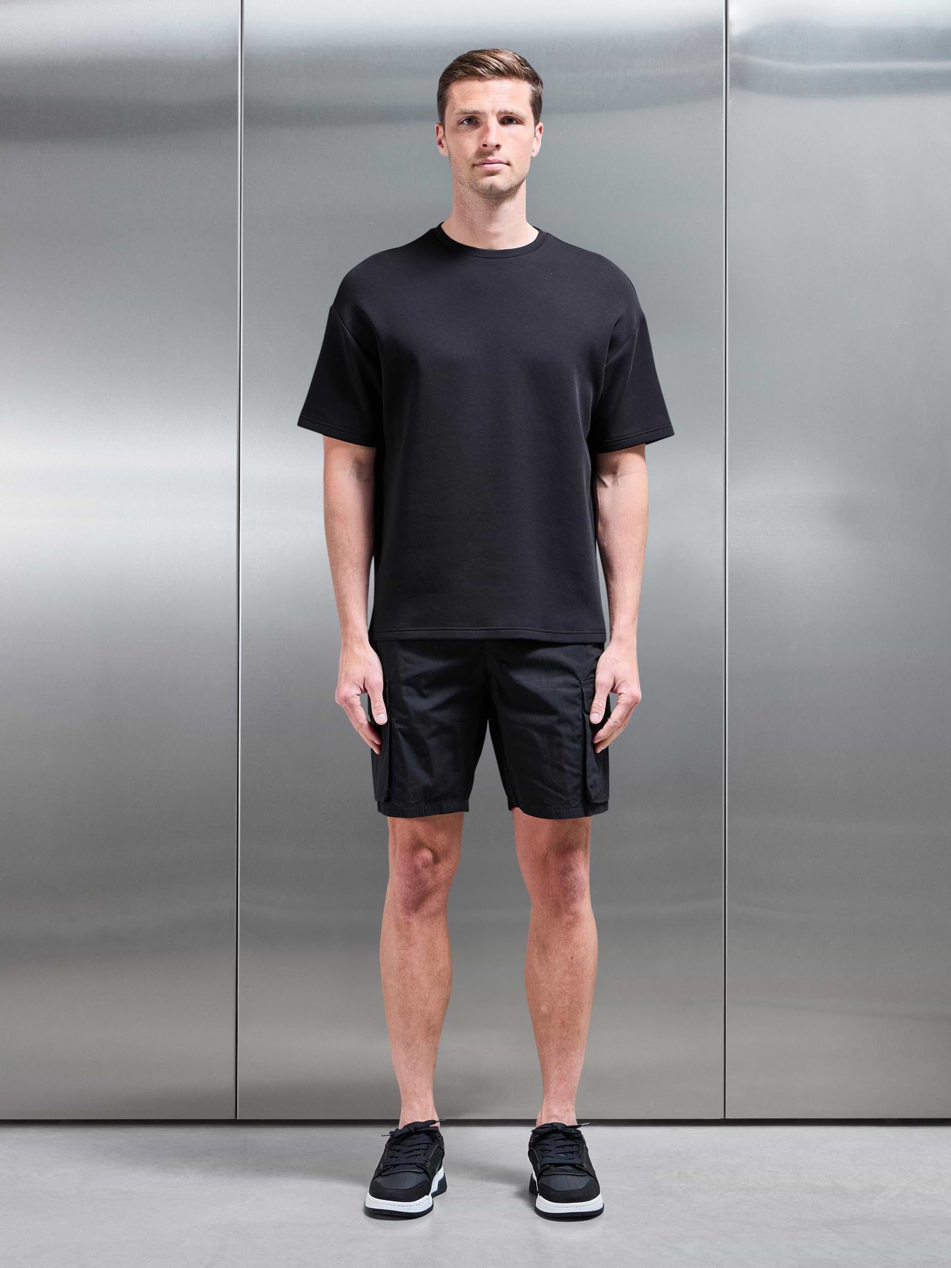 Parachute Nylon Cargo Short in Black