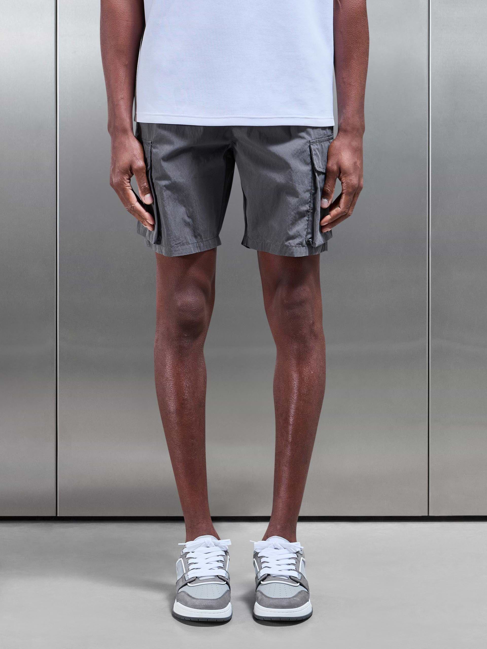 Parachute Nylon Cargo Short in Grey