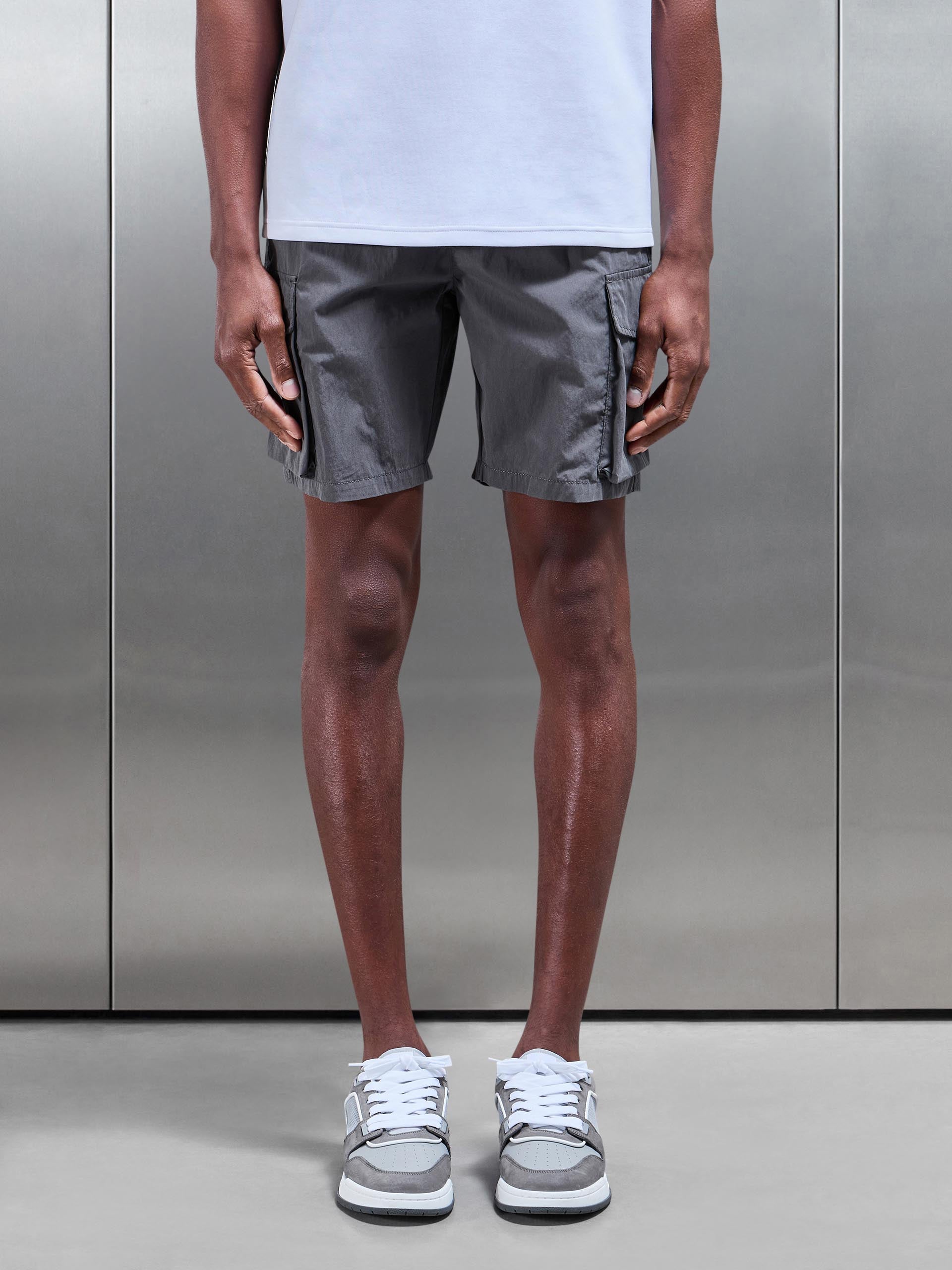 Parachute Nylon Cargo Short in Grey