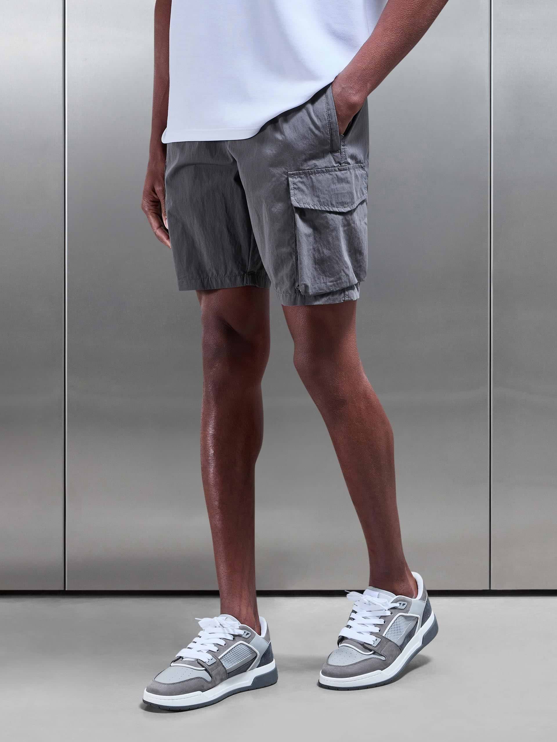 Parachute Nylon Cargo Short in Grey