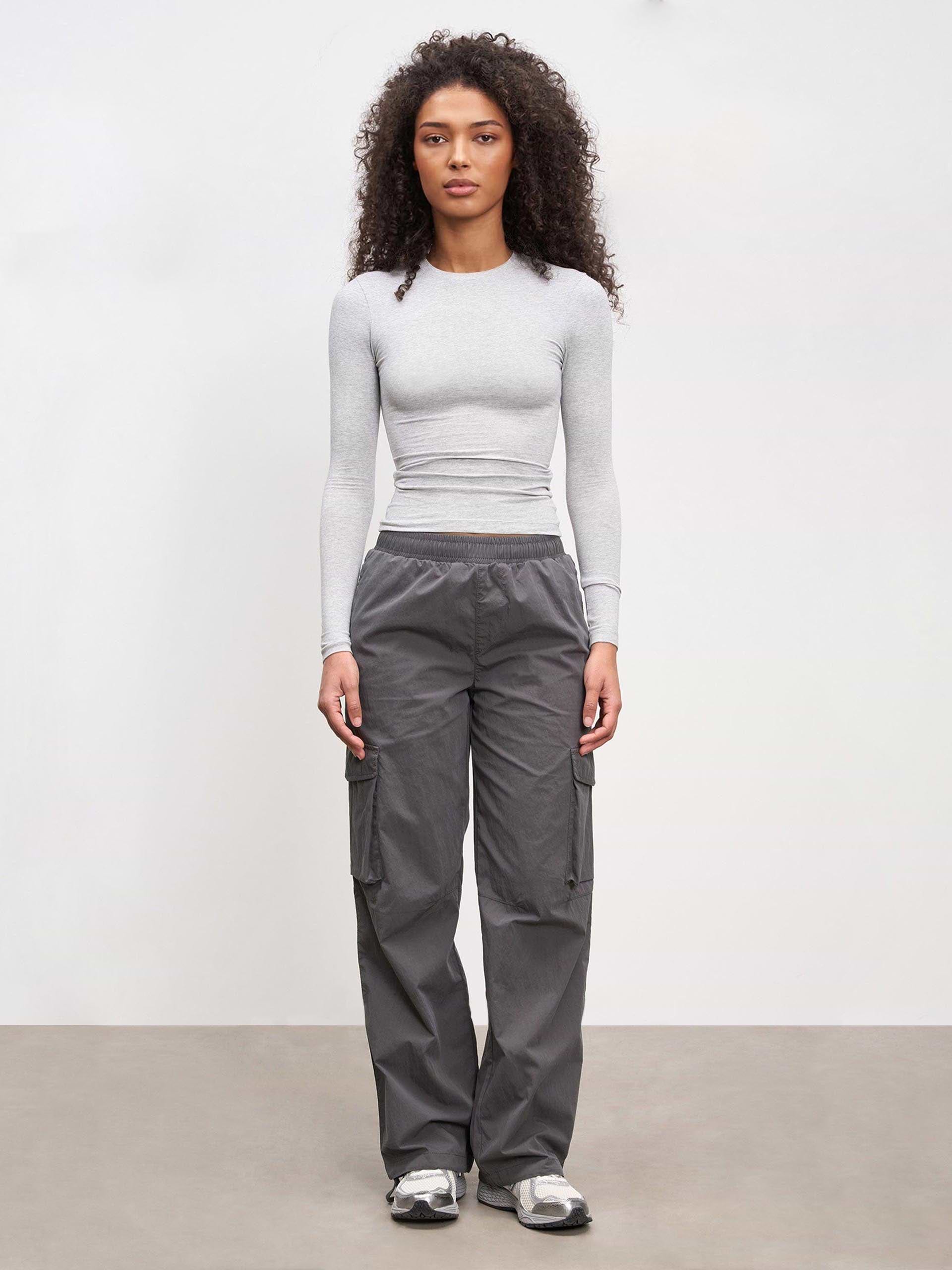 Womens Parachute Cargo Pant in Grey