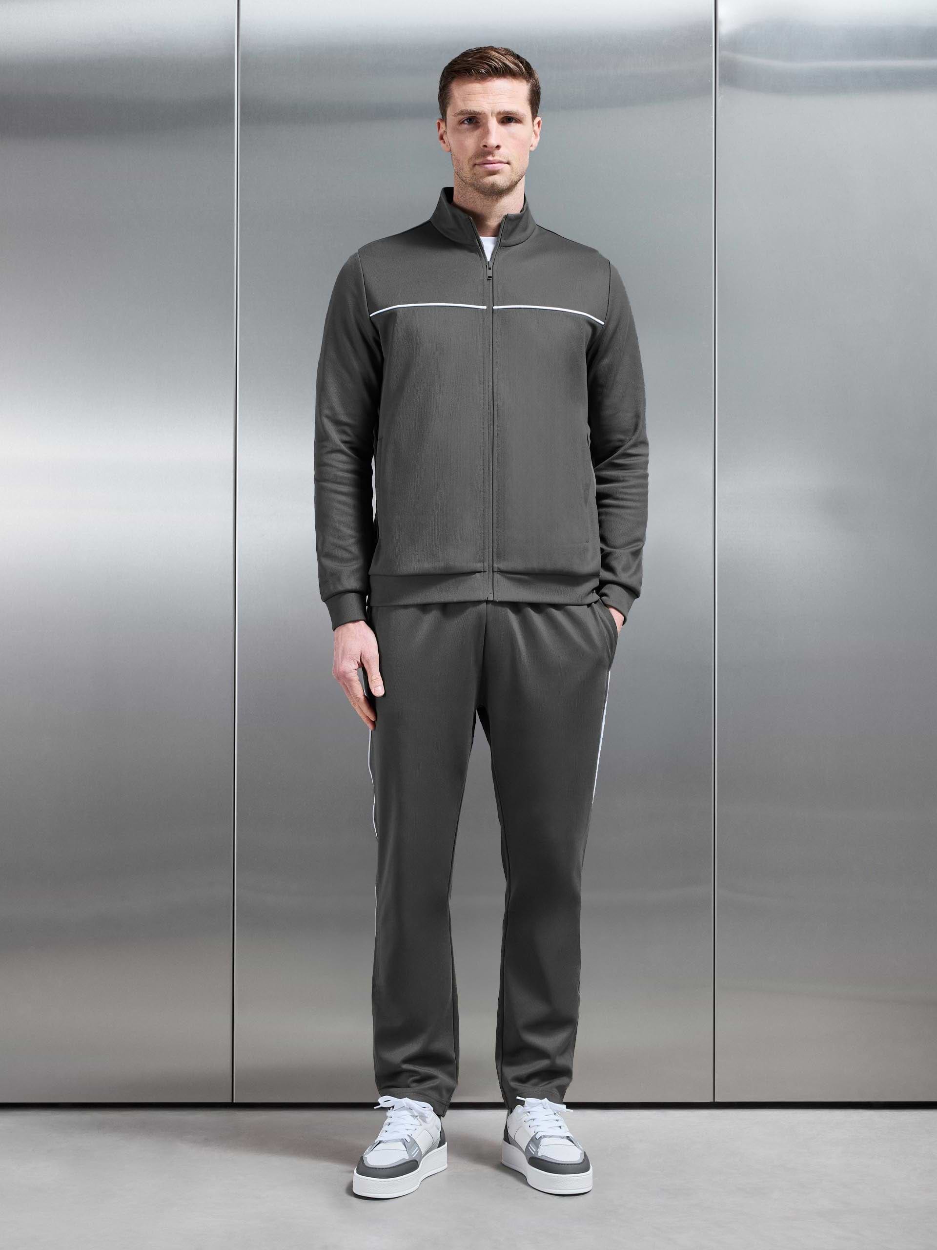 Piping Track Jacket in Grey