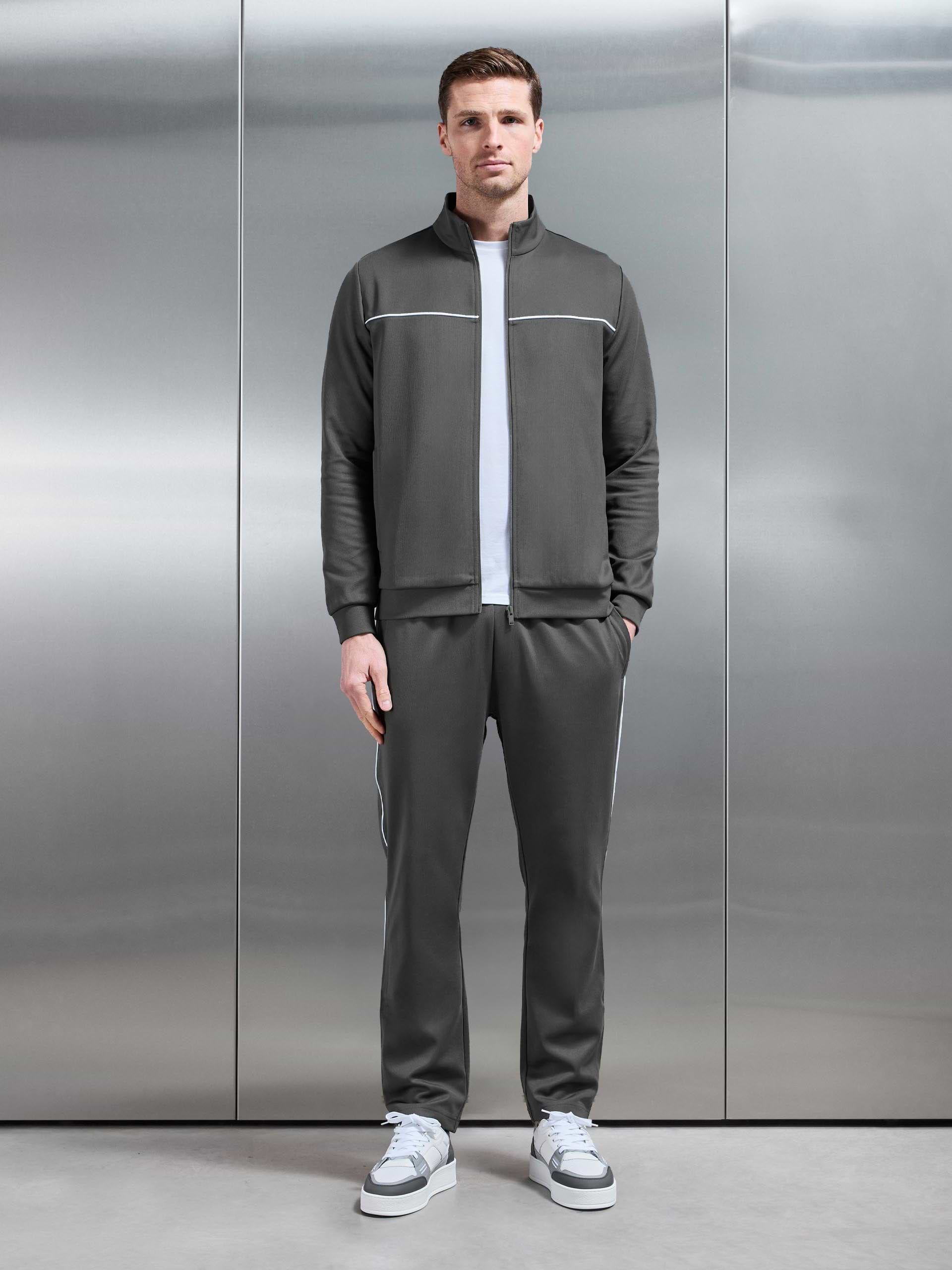 Piping Track Jacket in Grey