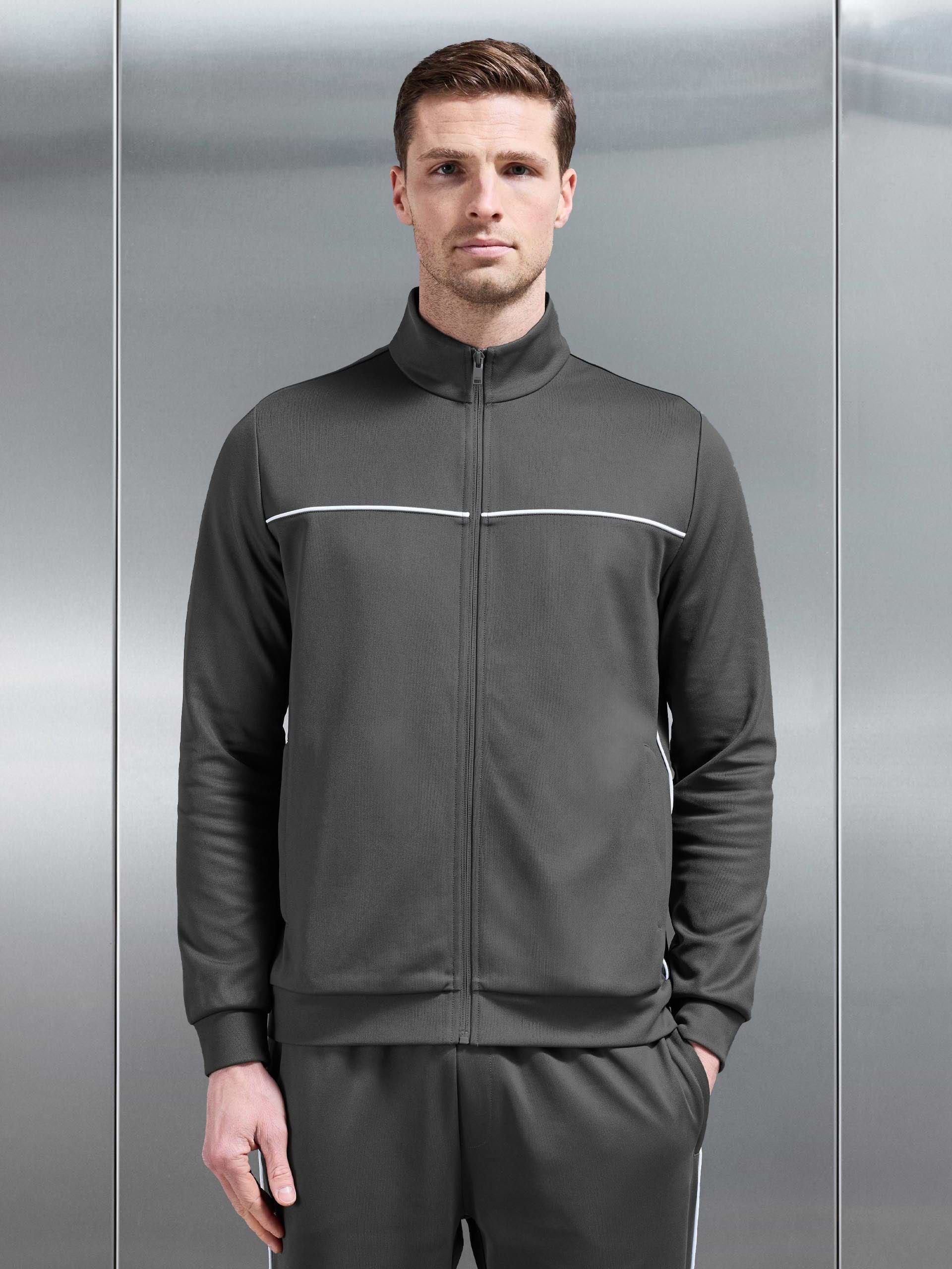 Piping Track Jacket in Grey