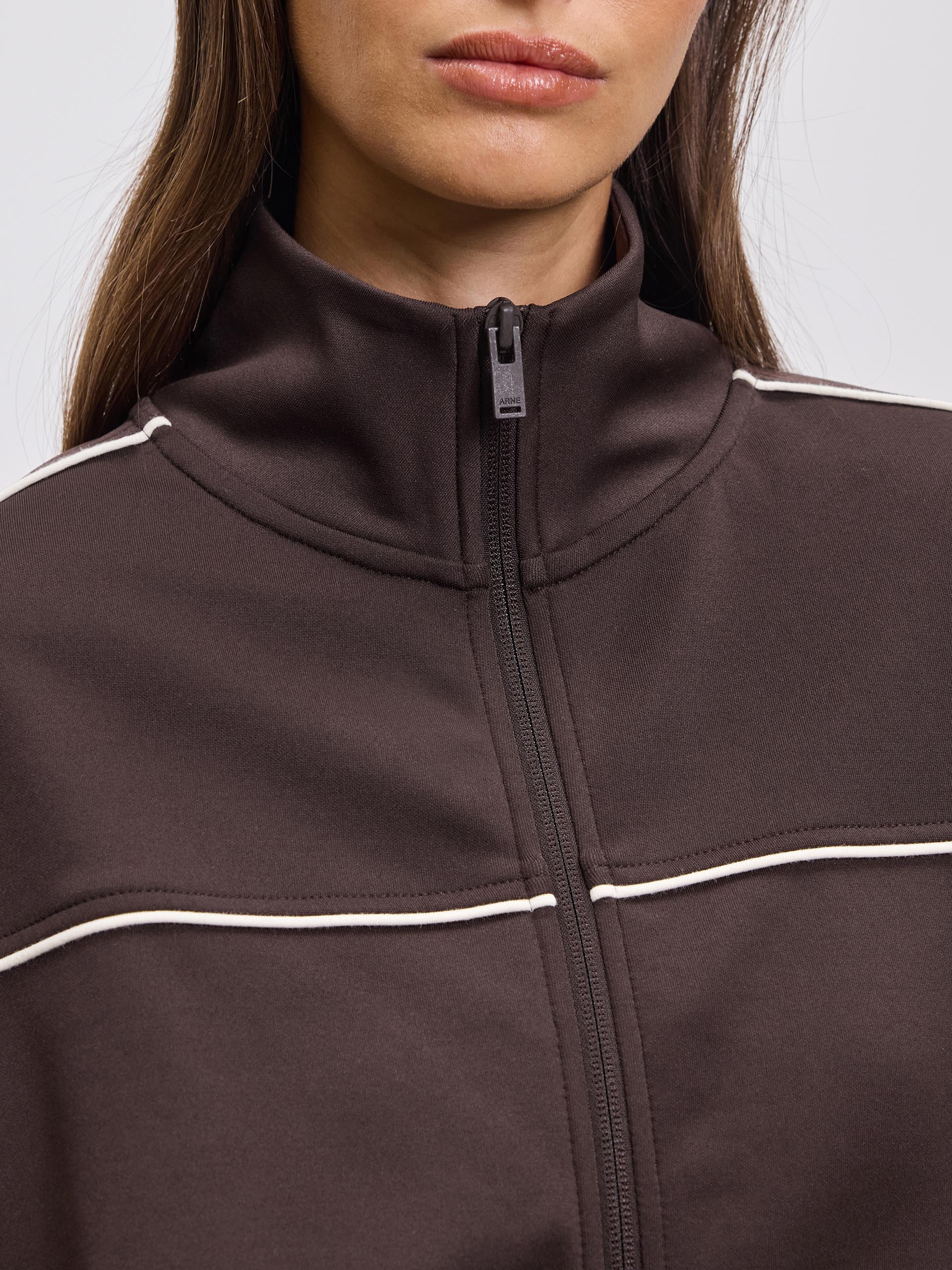Womens Piping Track Jacket in Brown