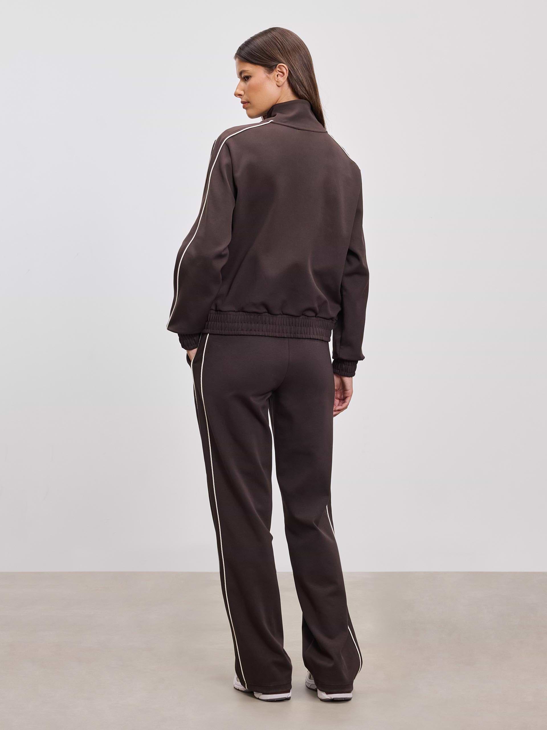 Womens Piping Track Jacket in Brown