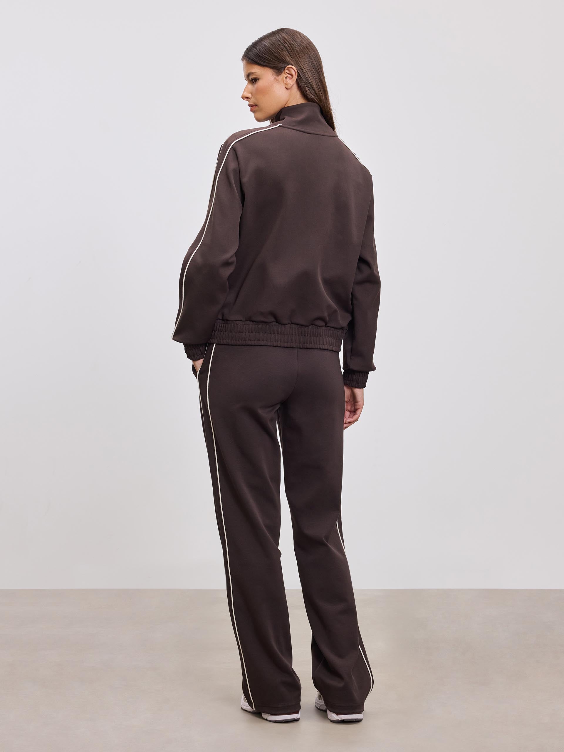 Womens Piping Track Jacket in Brown