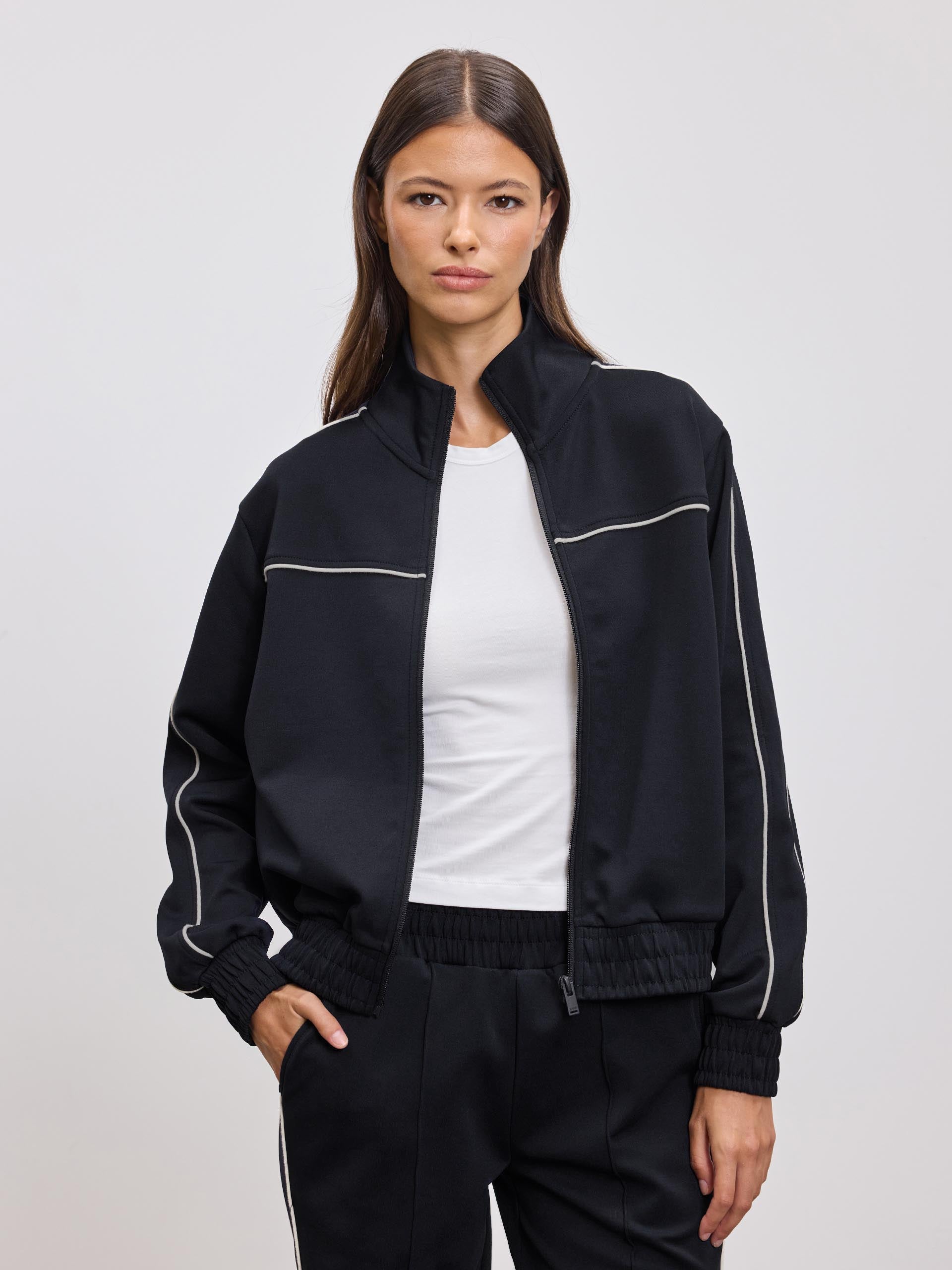Womens Piping Track Jacket in Midnight Navy