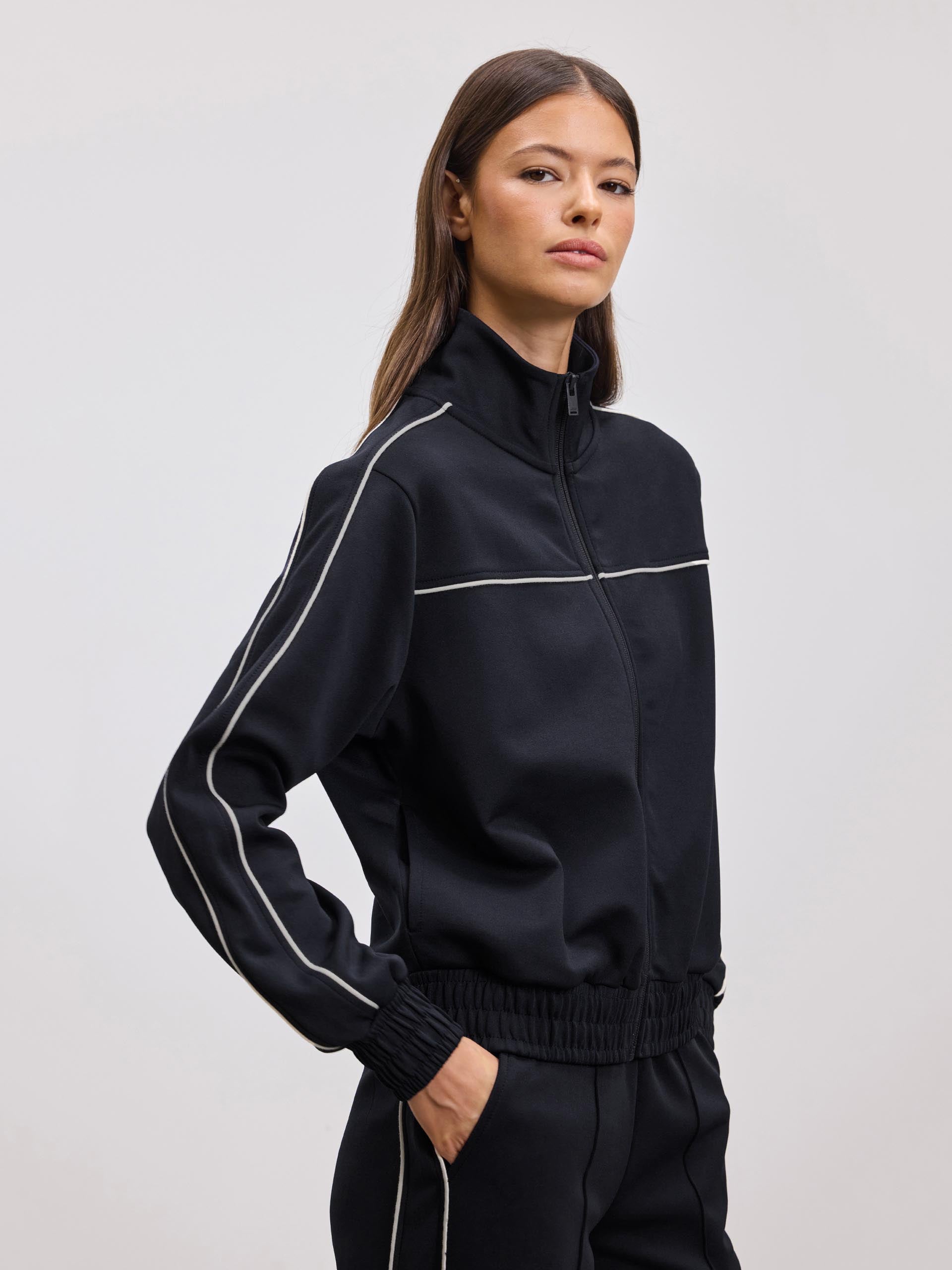 Womens Piping Track Jacket in Midnight Navy