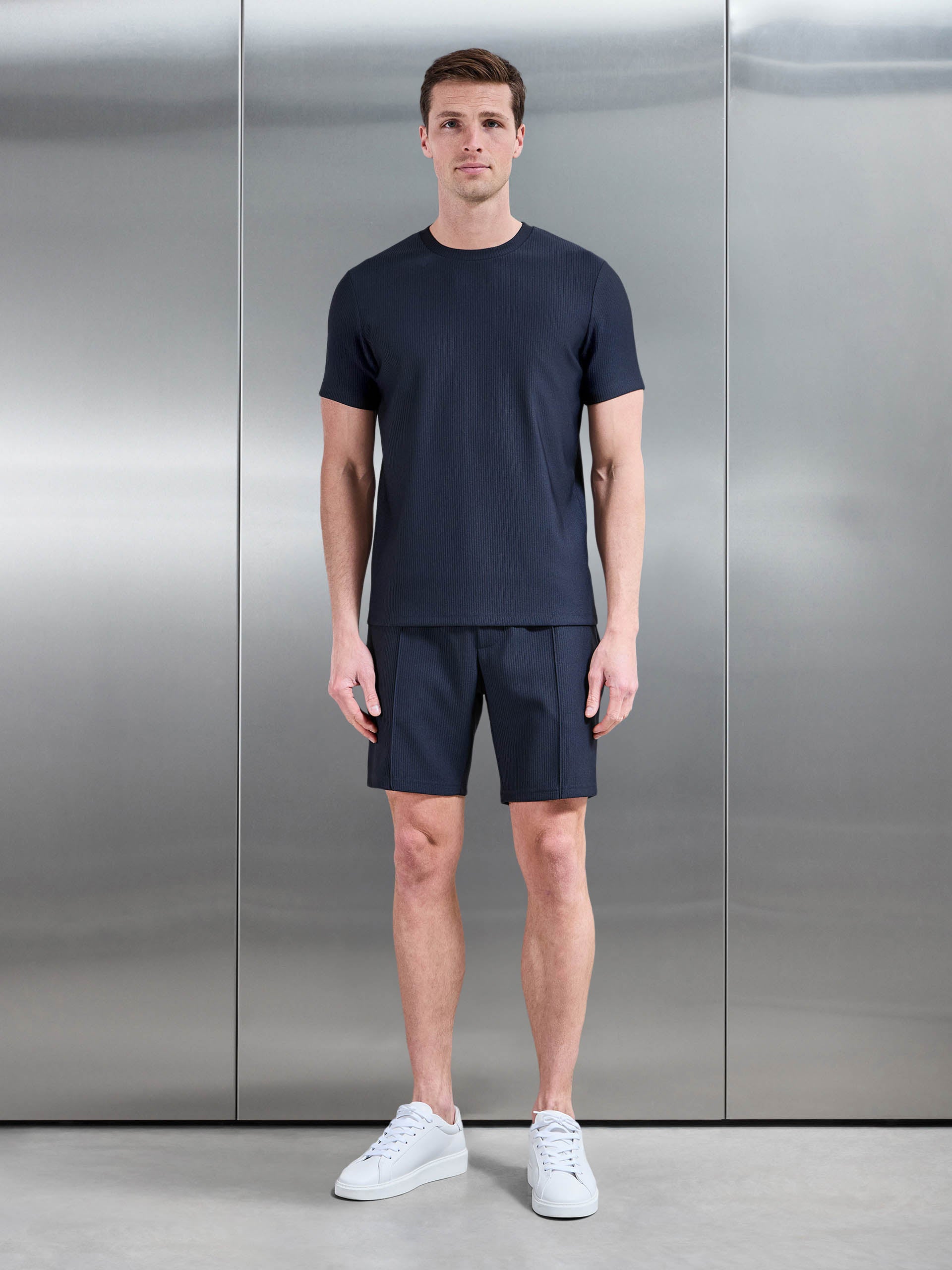 Pleated Short in Navy