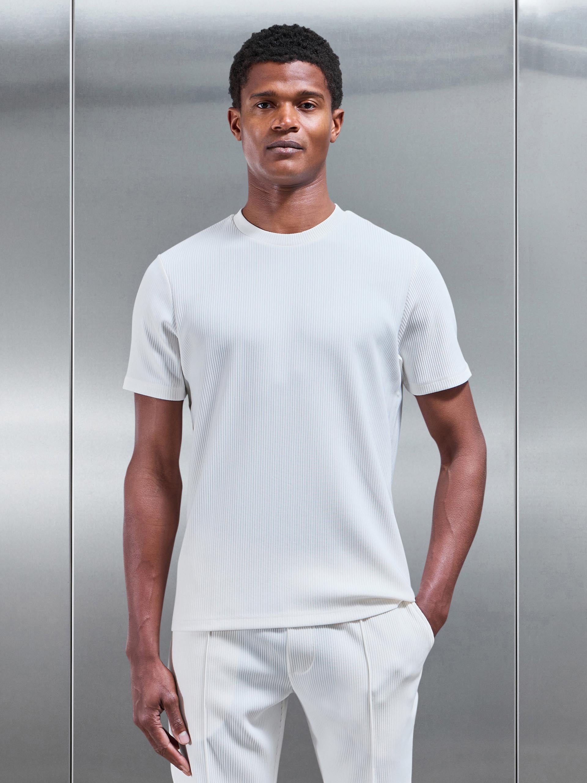 Pleated T-Shirt in Ecru