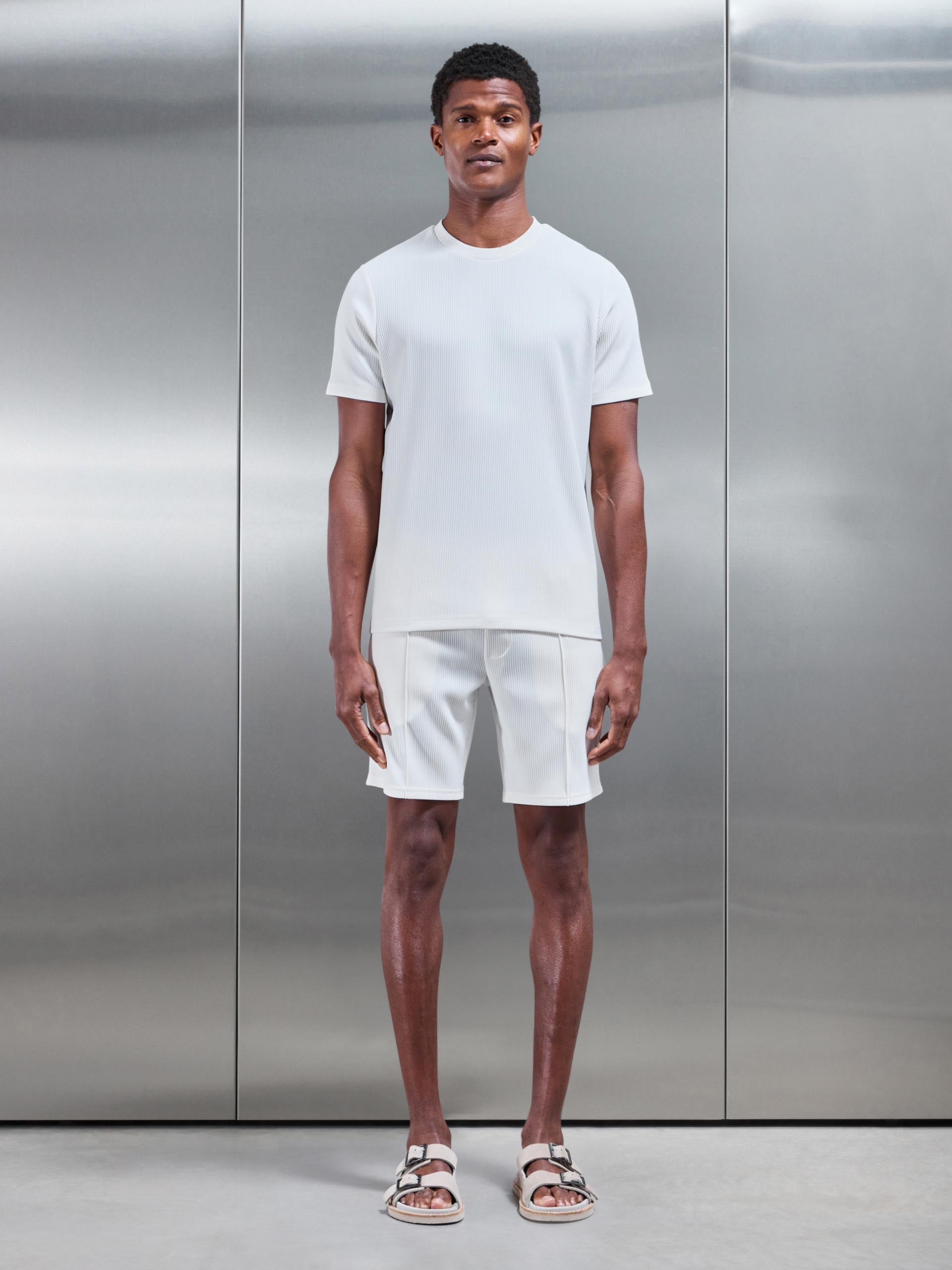 Pleated T-Shirt in Ecru