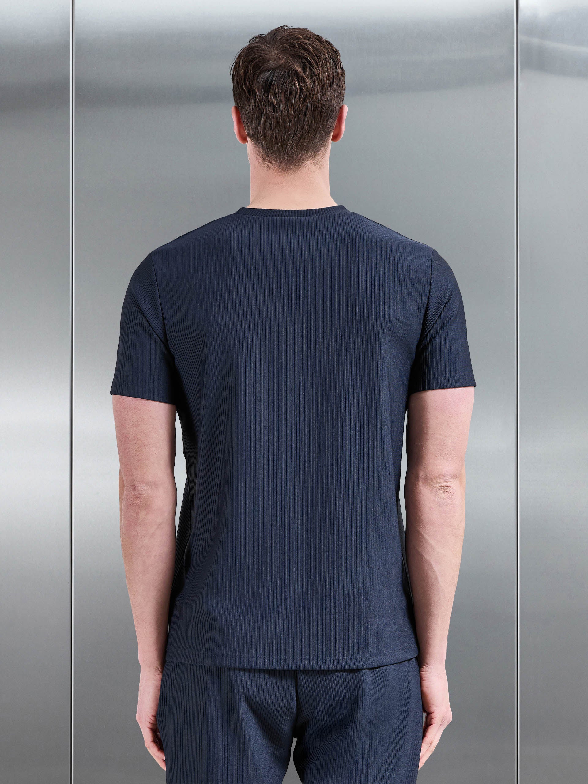 Pleated T-Shirt in Navy