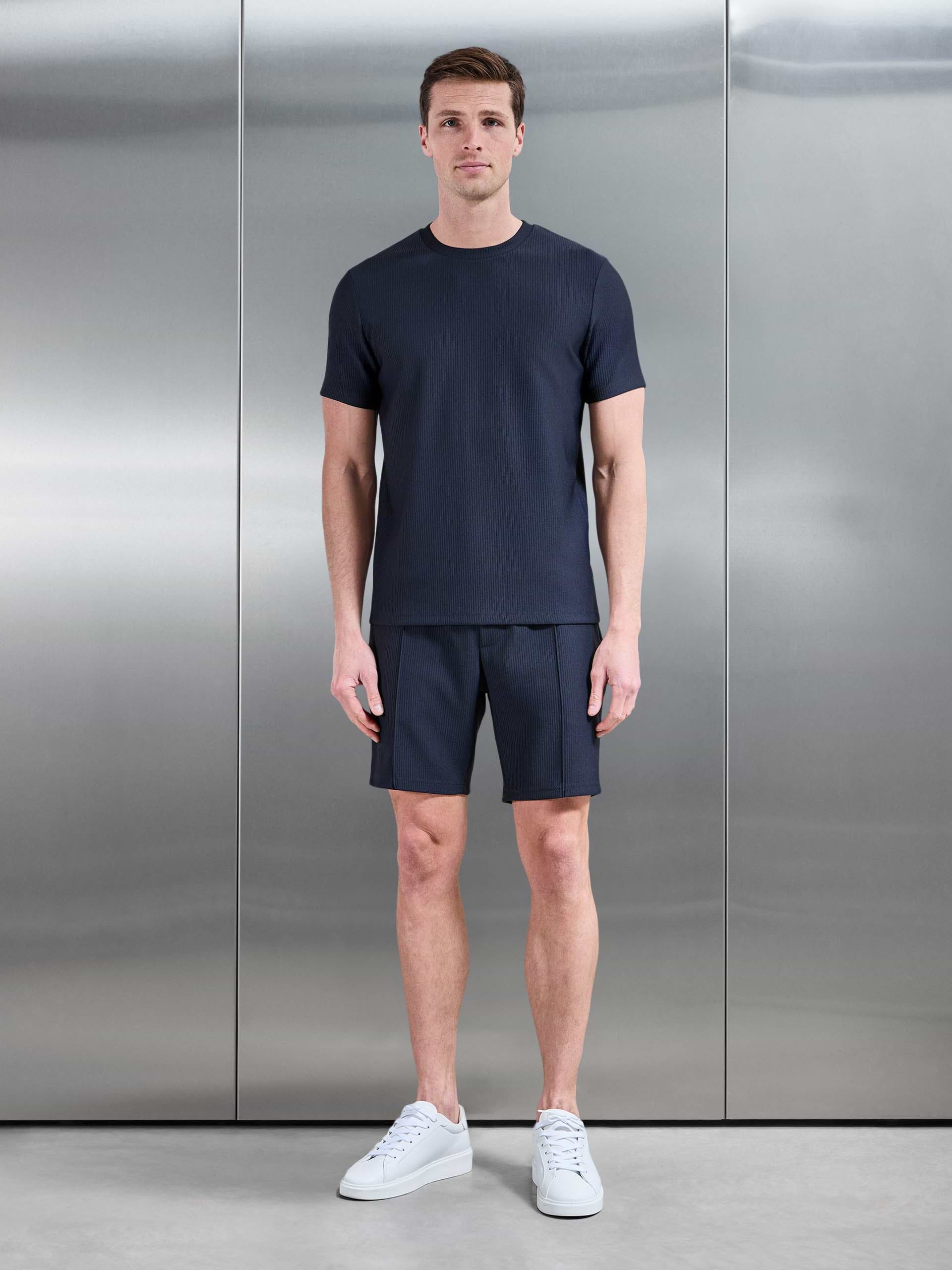 Pleated T-Shirt in Navy