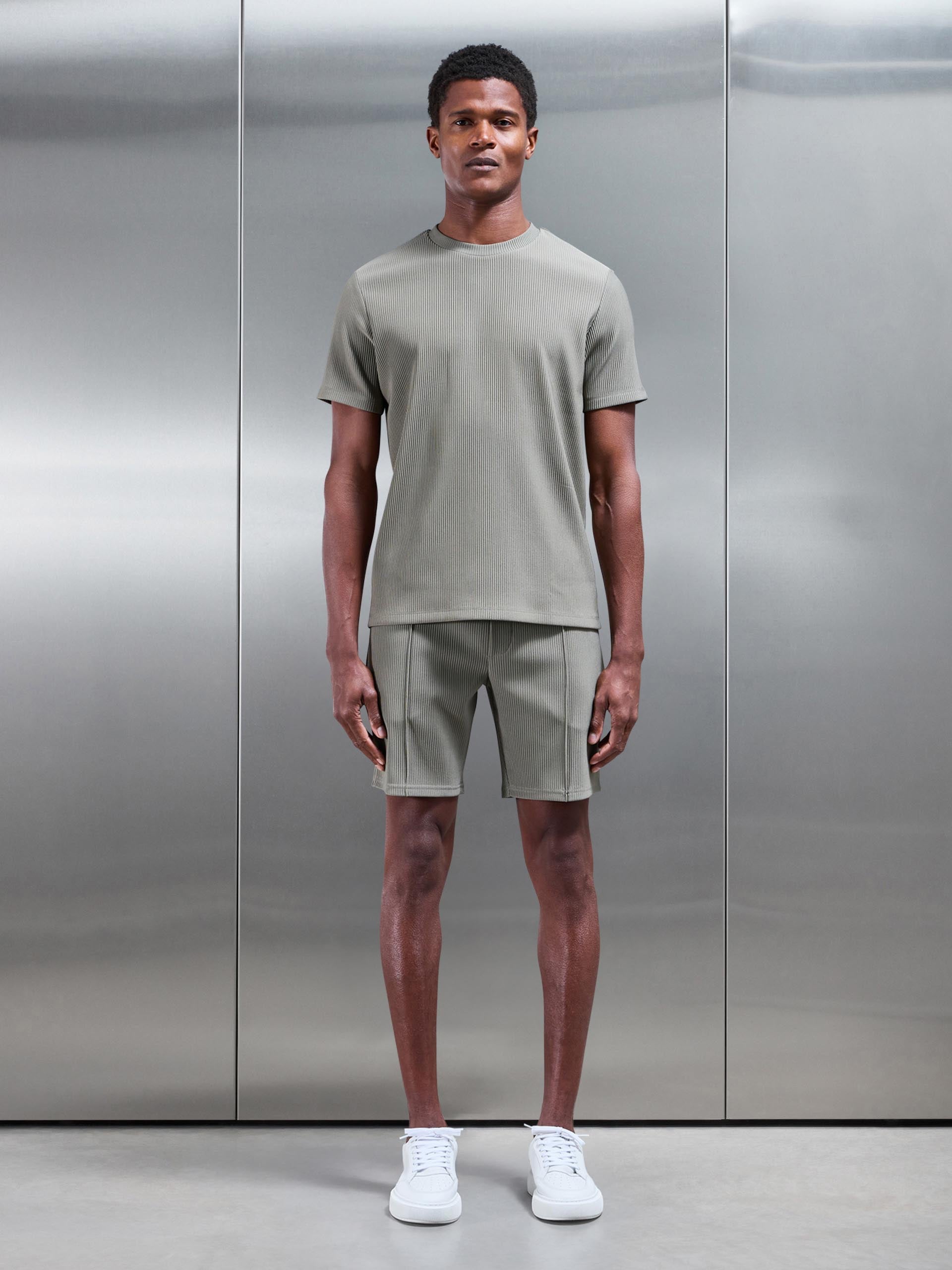 Pleated T-Shirt in Sage