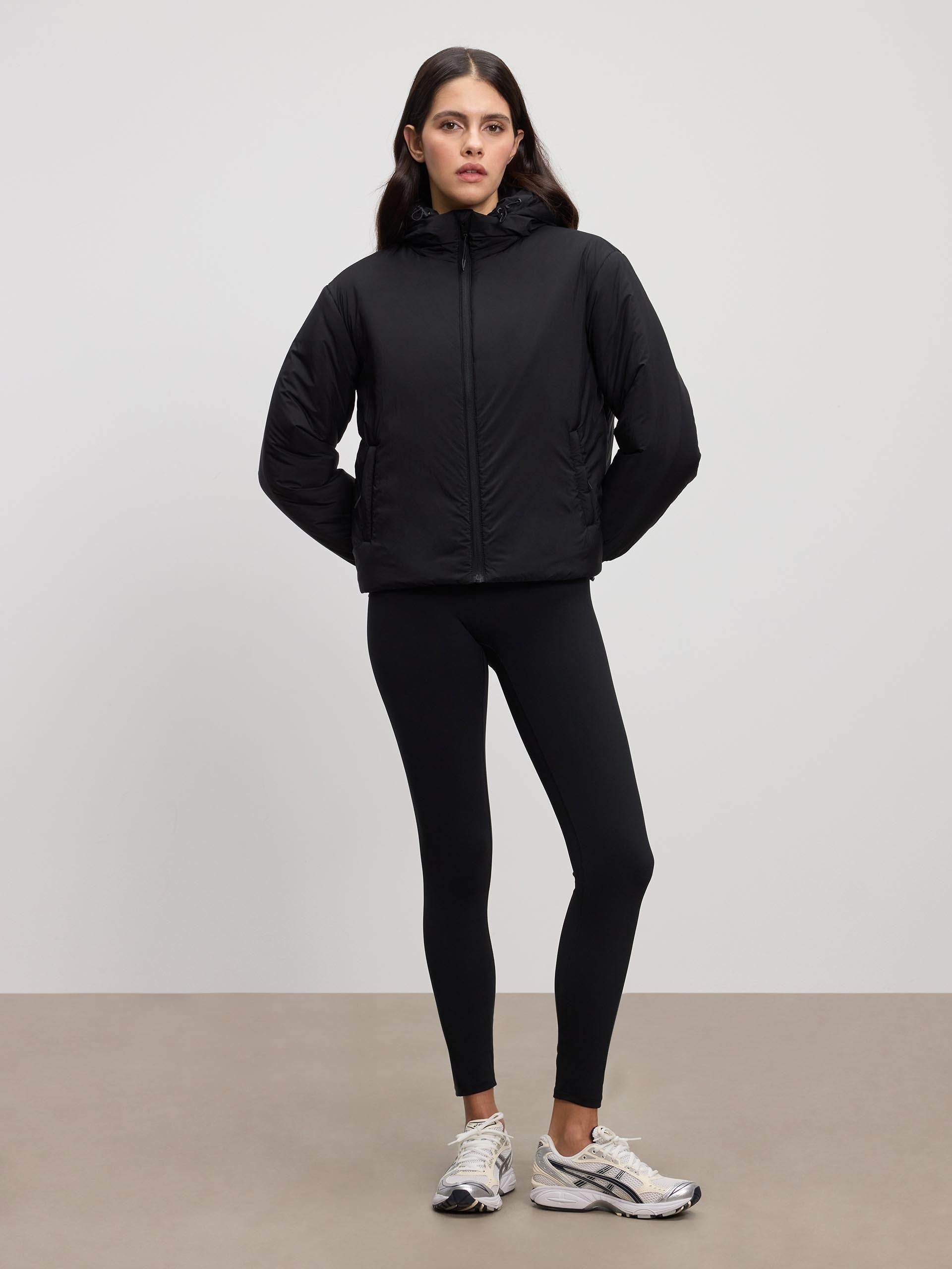 Womens Puffer Windbreaker in Black