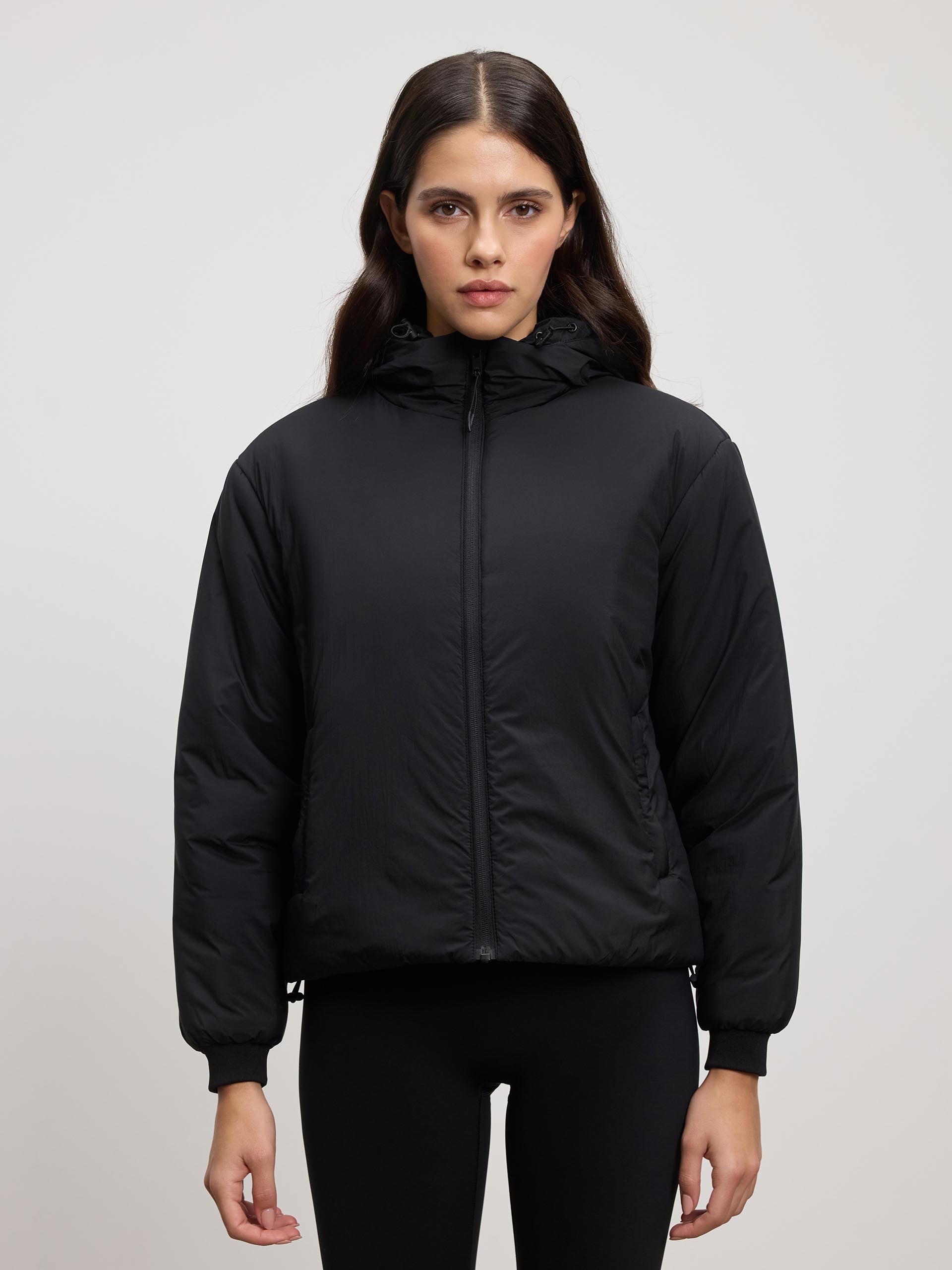 Womens Puffer Windbreaker in Black