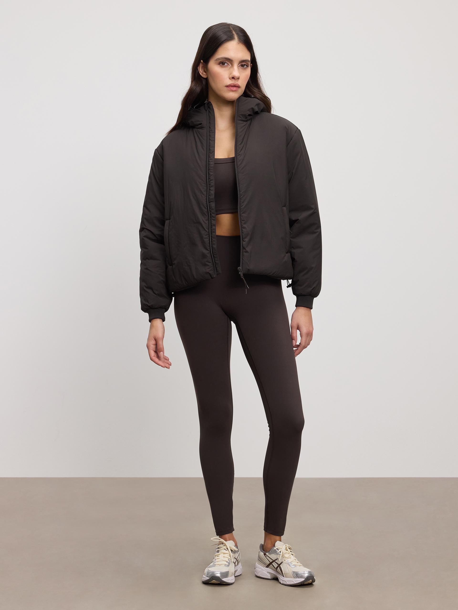 Womens Puffer Windbreaker in Brown