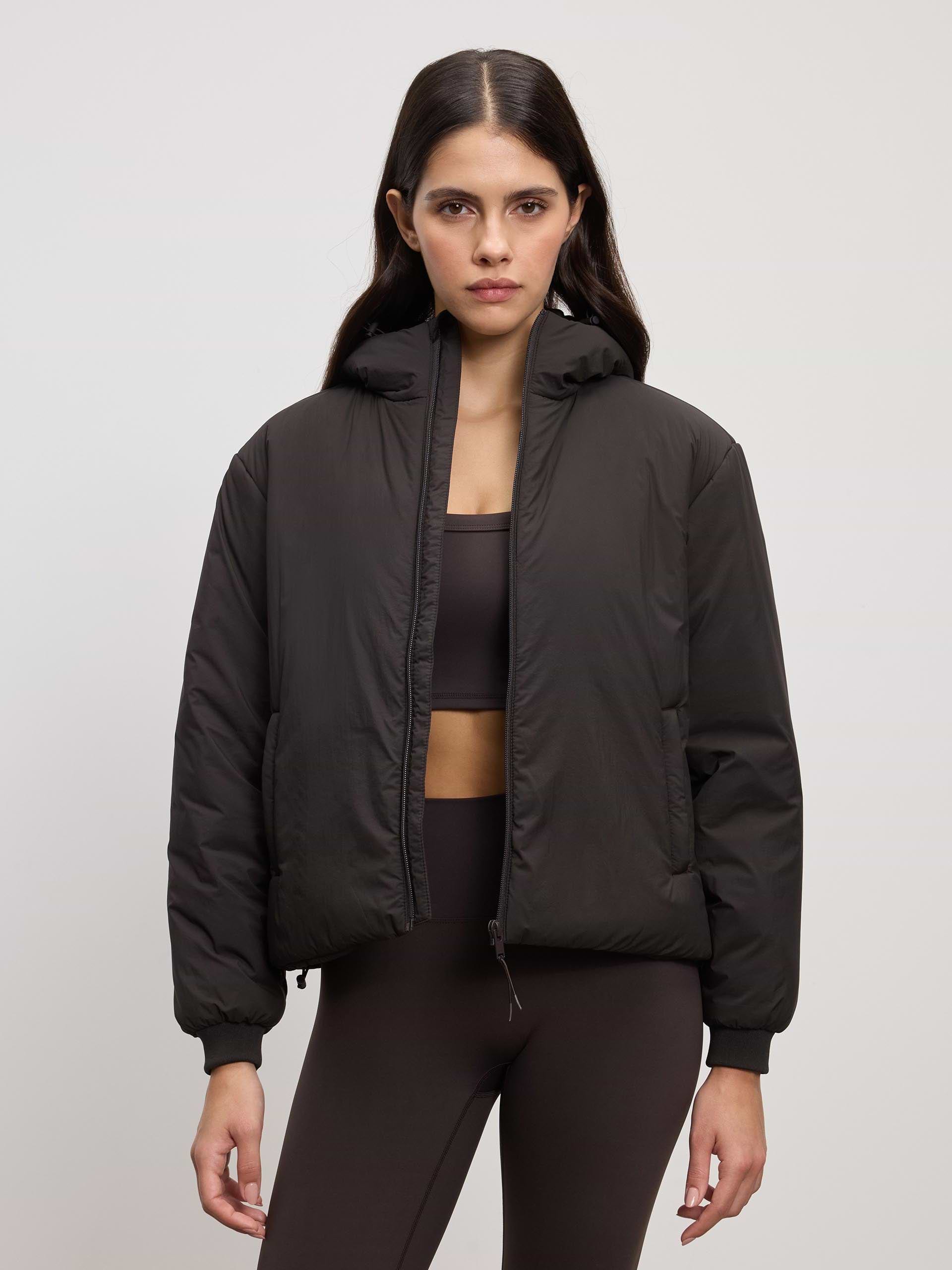 Womens Puffer Windbreaker in Brown