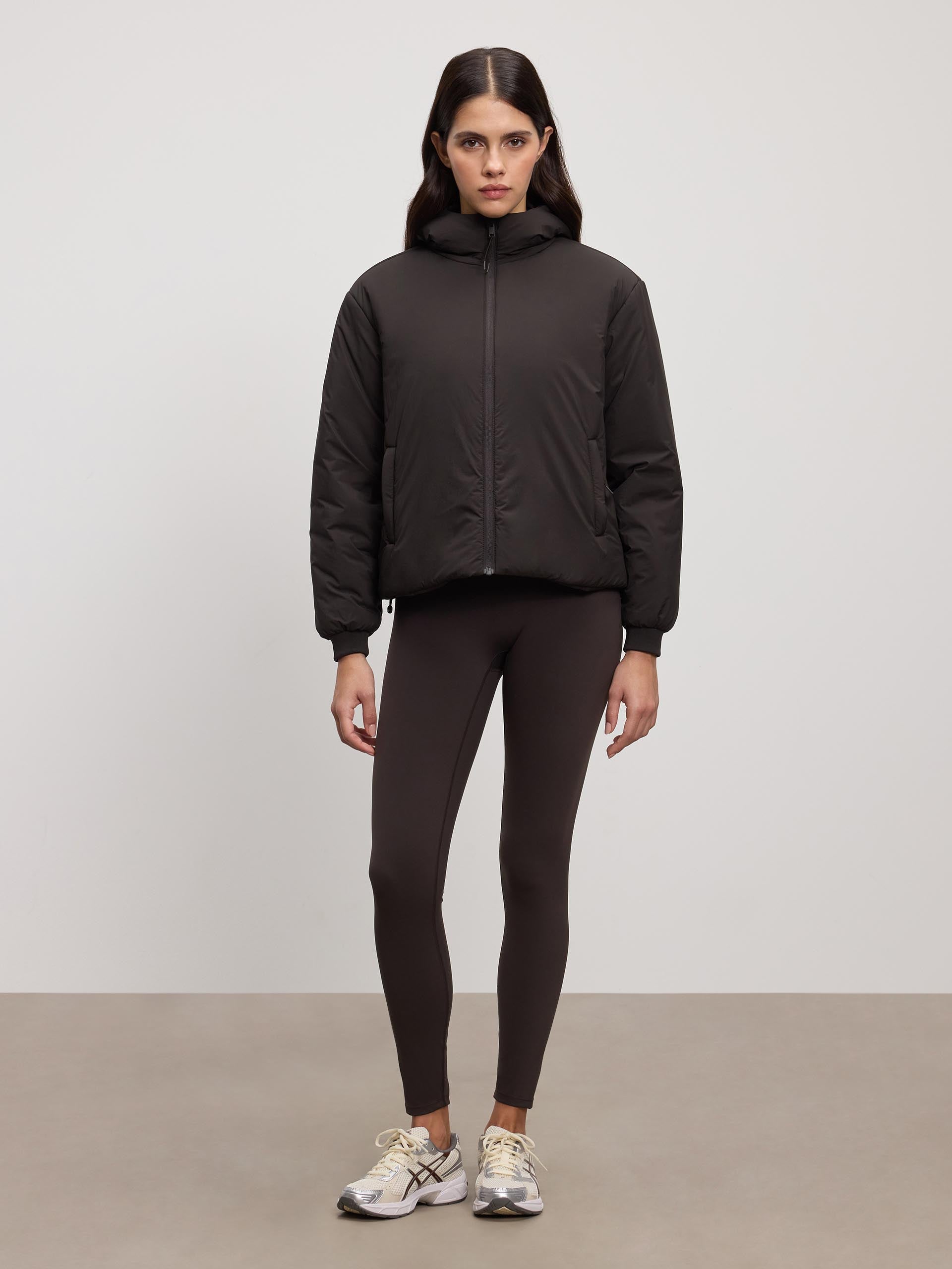 Womens Puffer Windbreaker in Brown