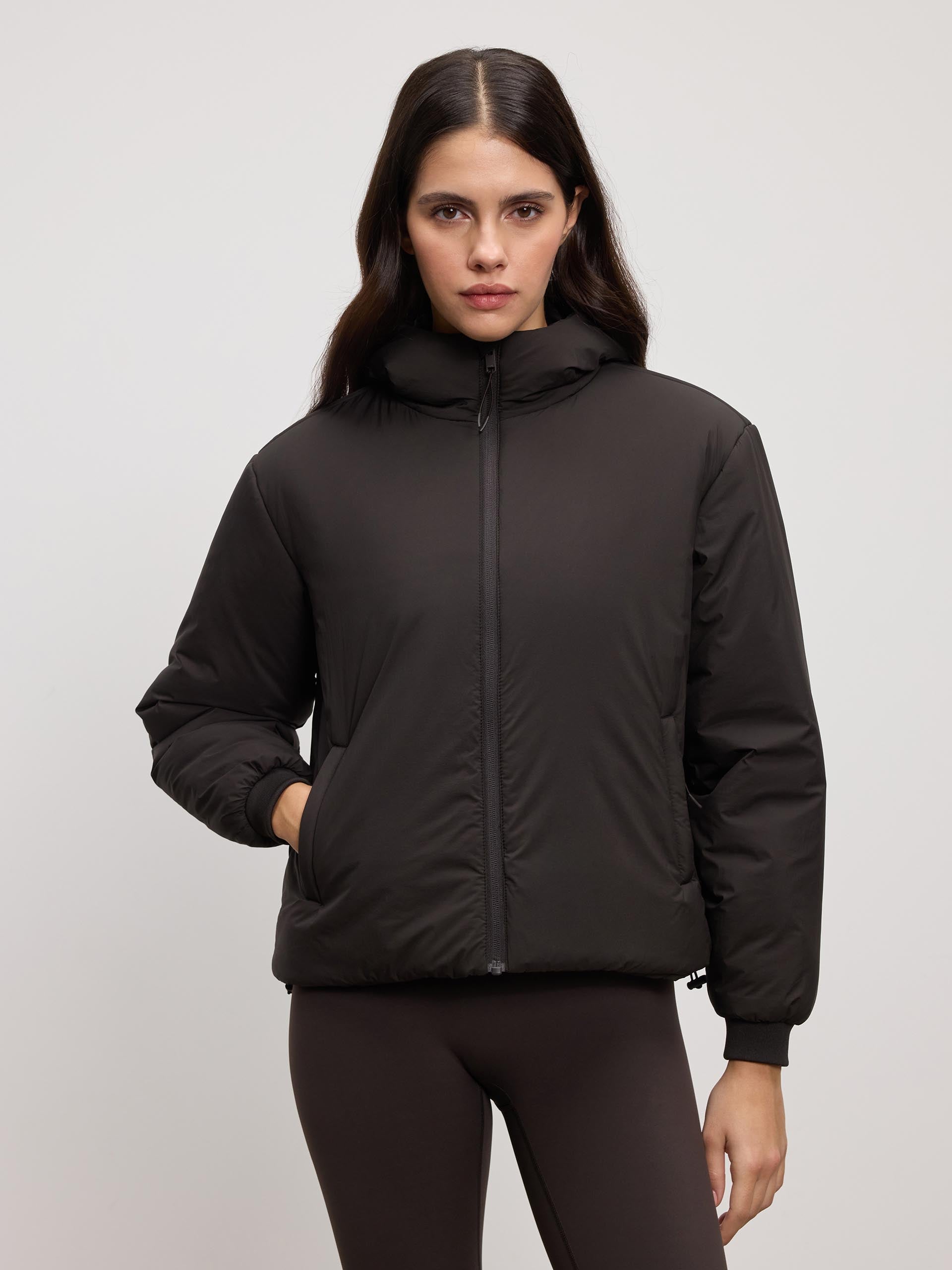 Womens Puffer Windbreaker in Brown