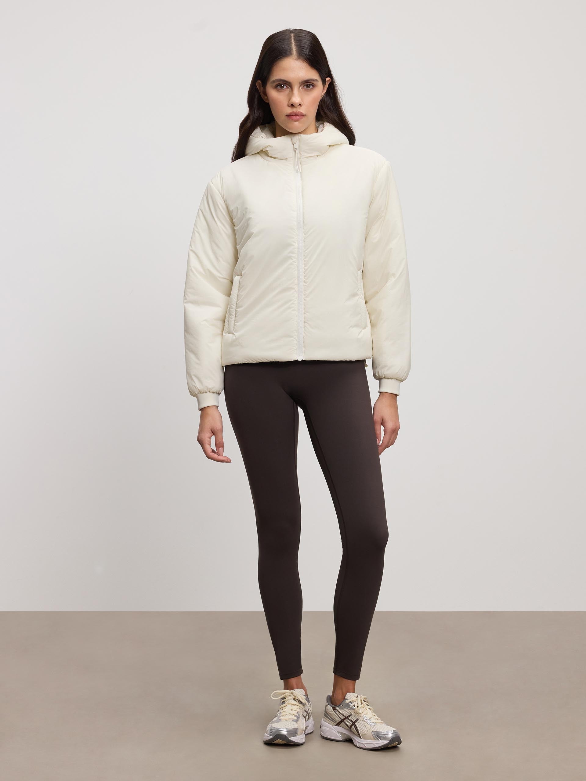 Womens Puffer Windbreaker in Ecru