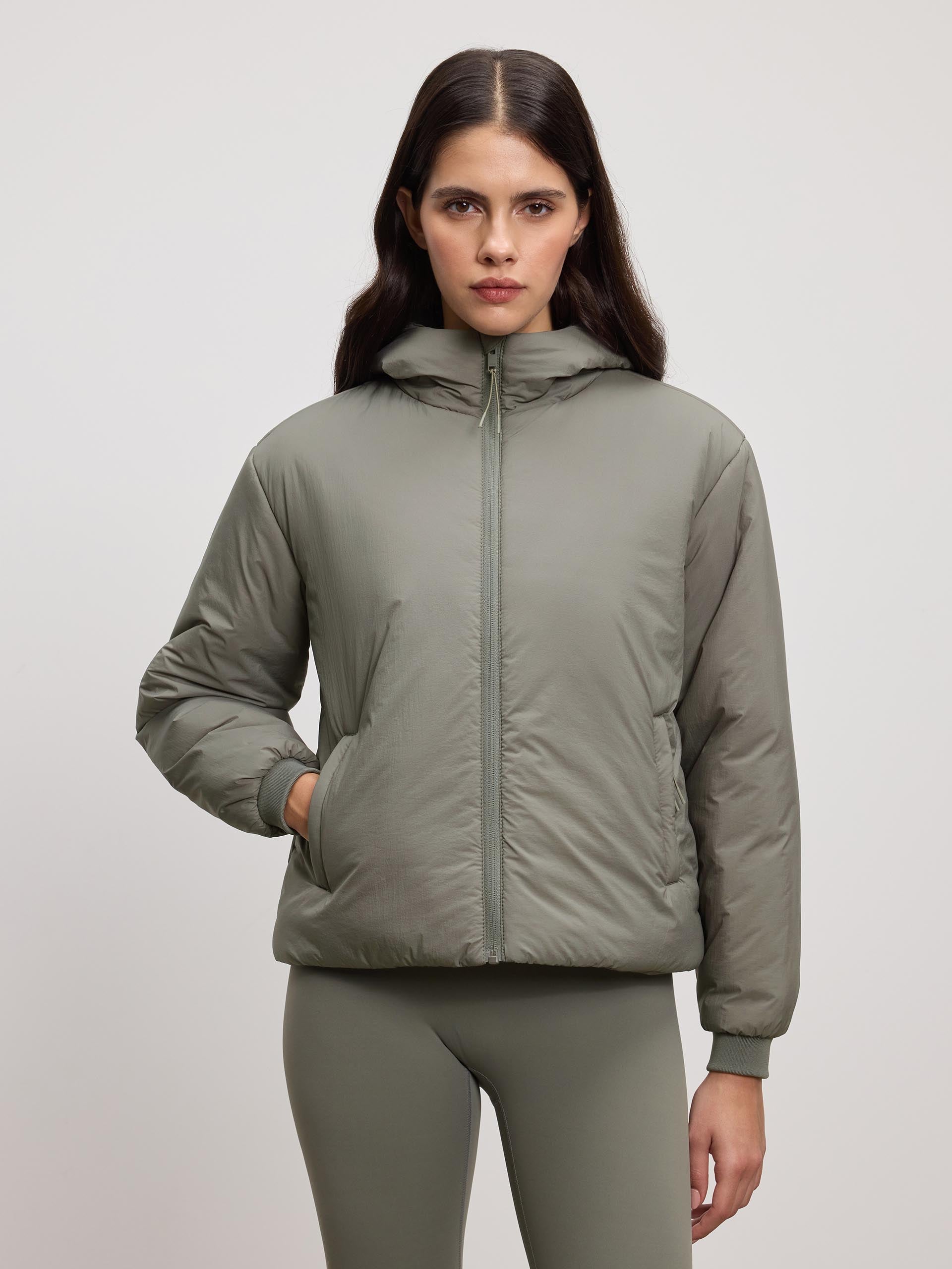 Womens Puffer Windbreaker in Sage