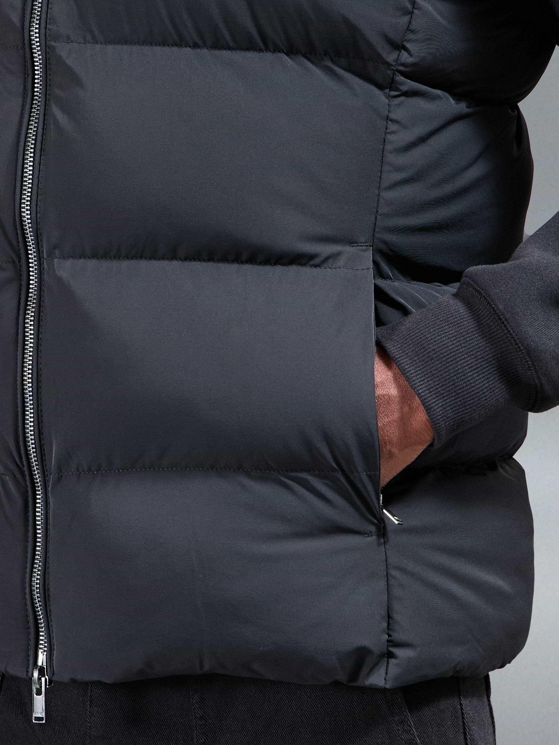 Quilted Bomber Puffer Gilet in Black