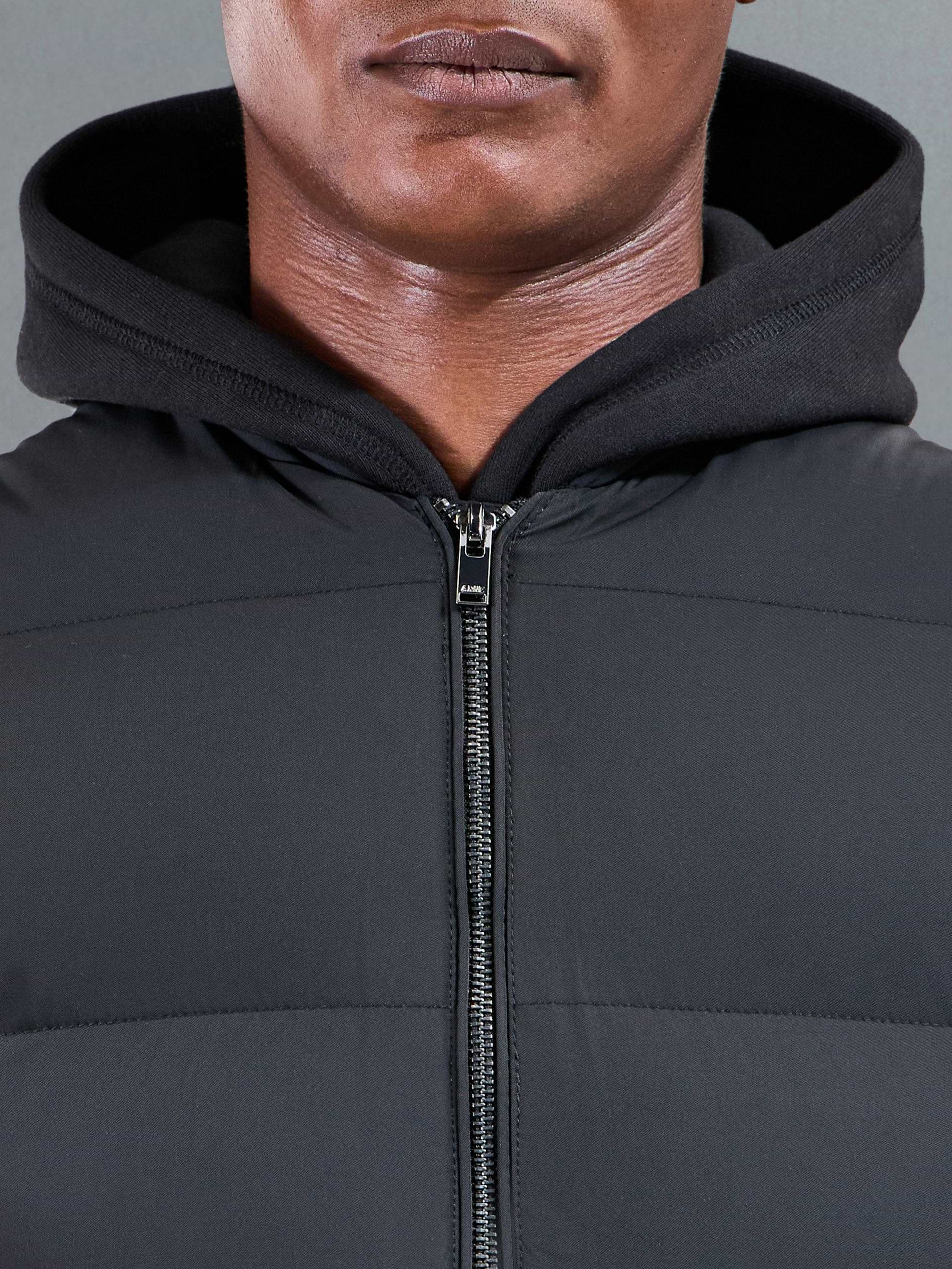 Quilted Bomber Puffer Gilet in Black