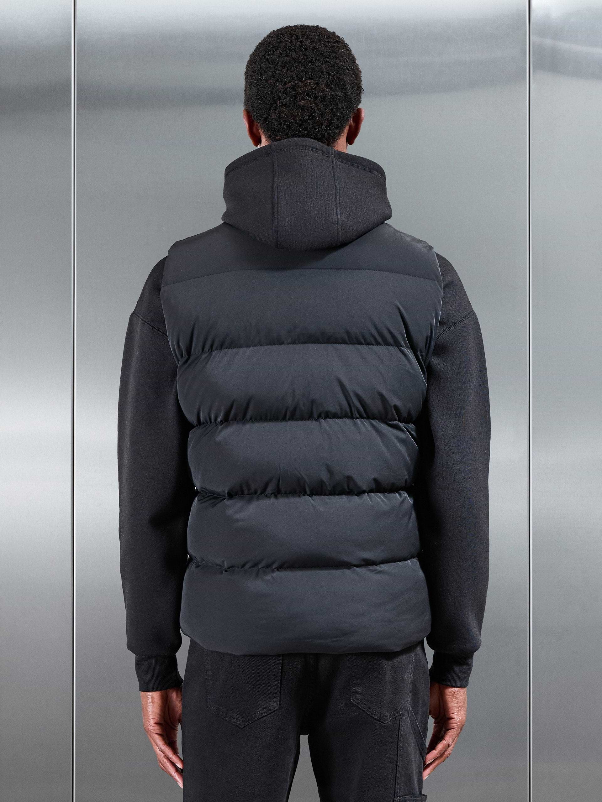 Quilted Bomber Puffer Gilet in Black