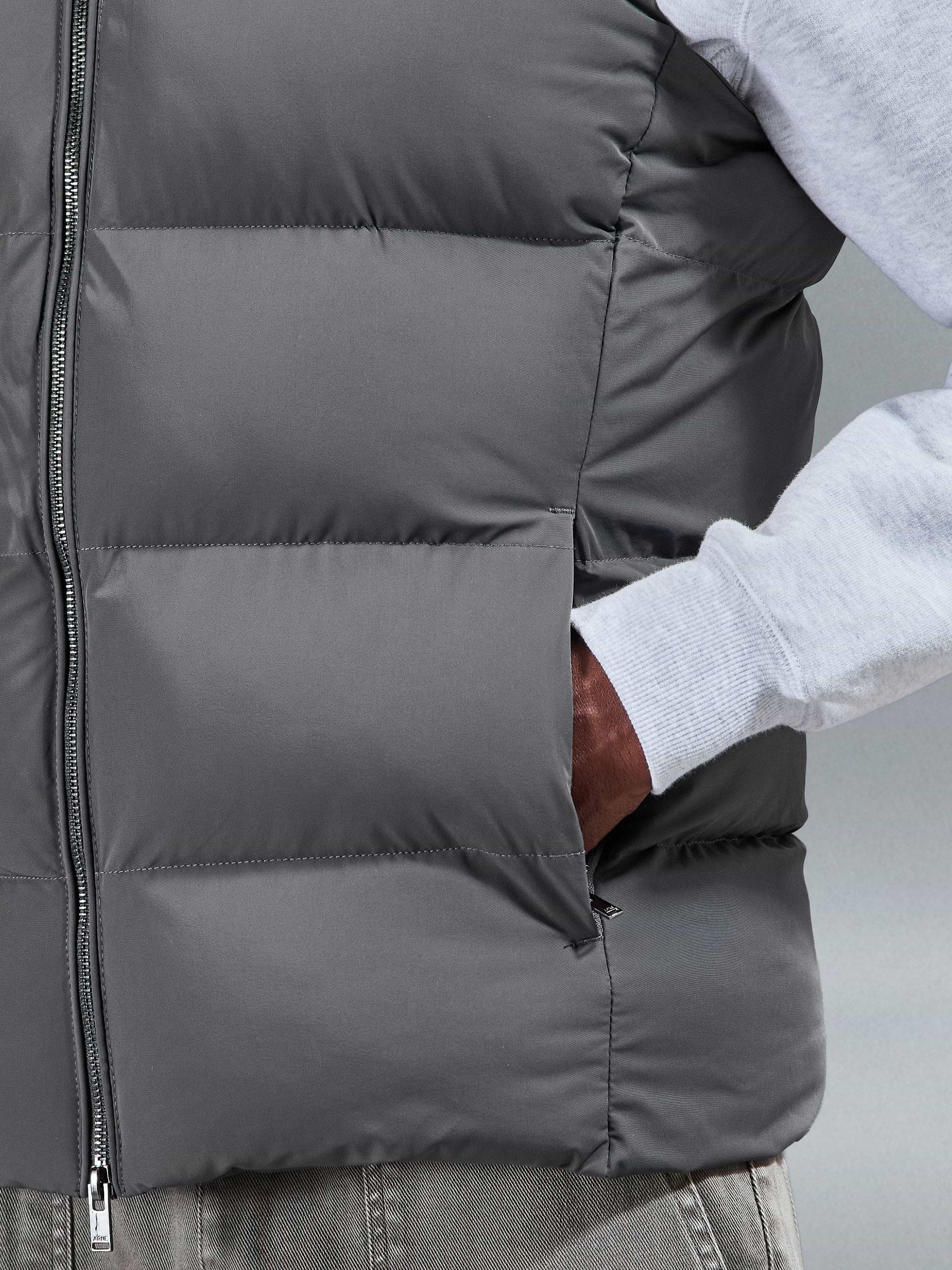Quilted Bomber Puffer Gilet in Grey