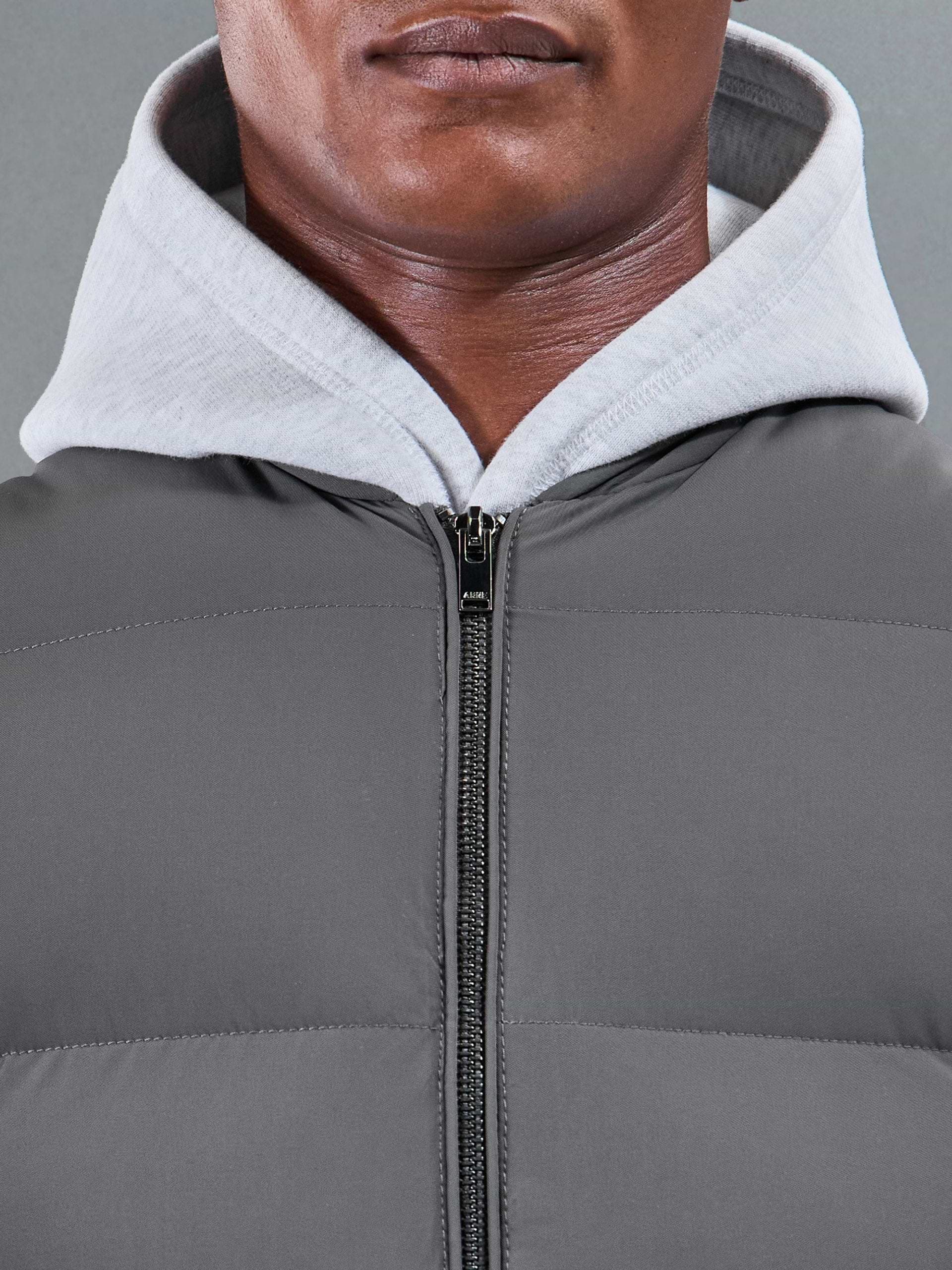 Quilted Bomber Puffer Gilet in Grey