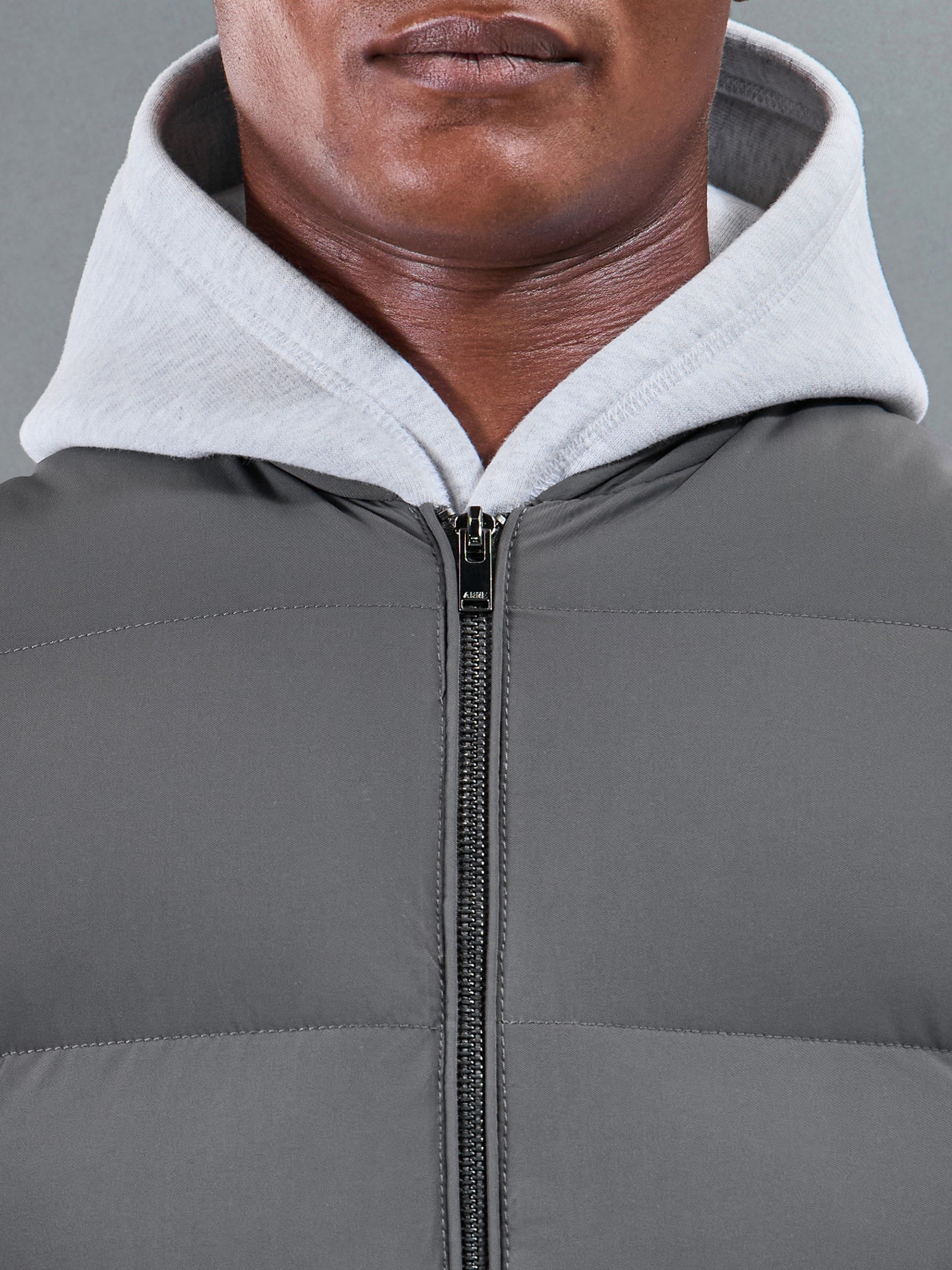 Quilted Bomber Puffer Gilet in Grey