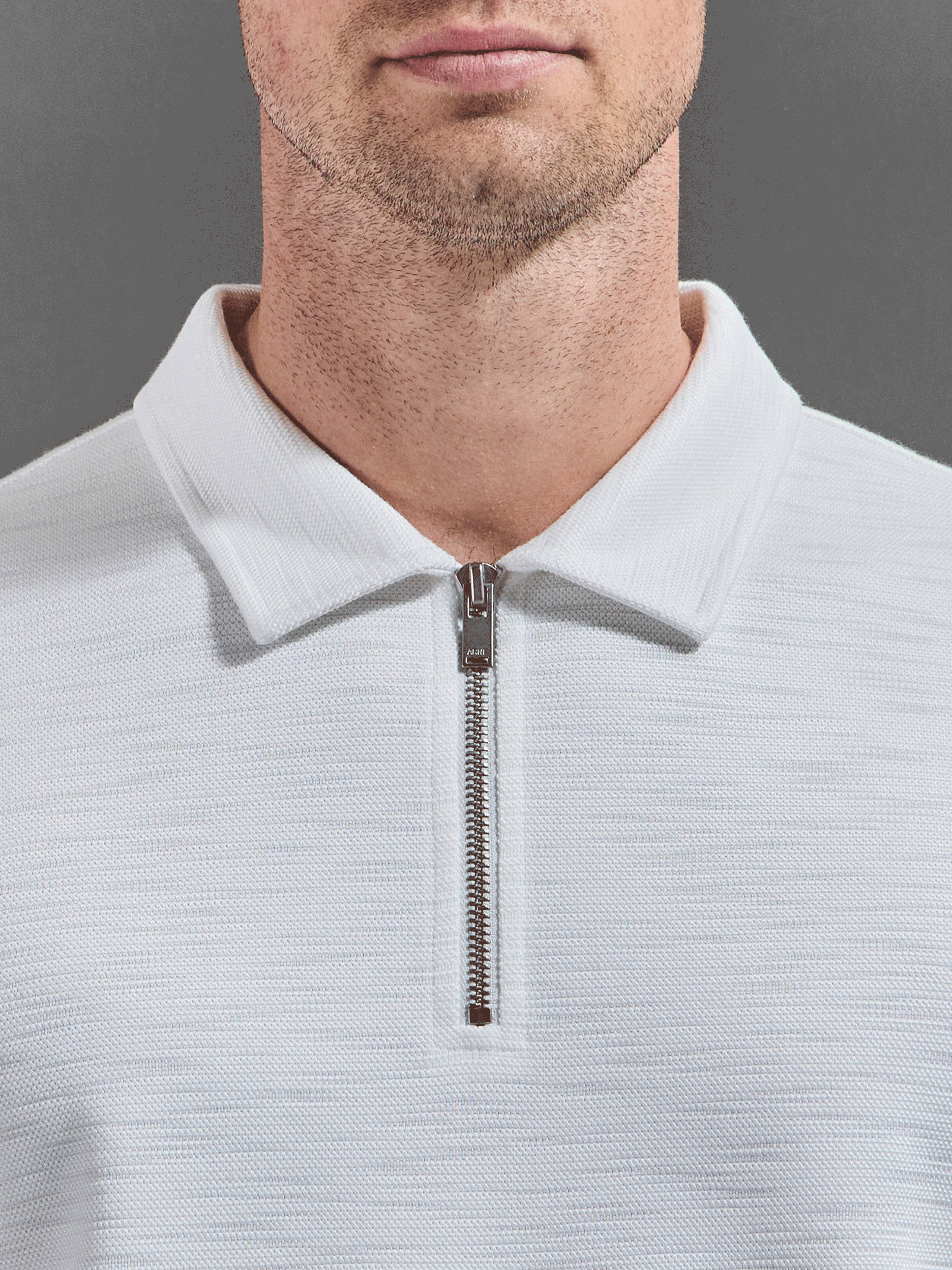 Quinta Textured Zip Polo Shirt in White