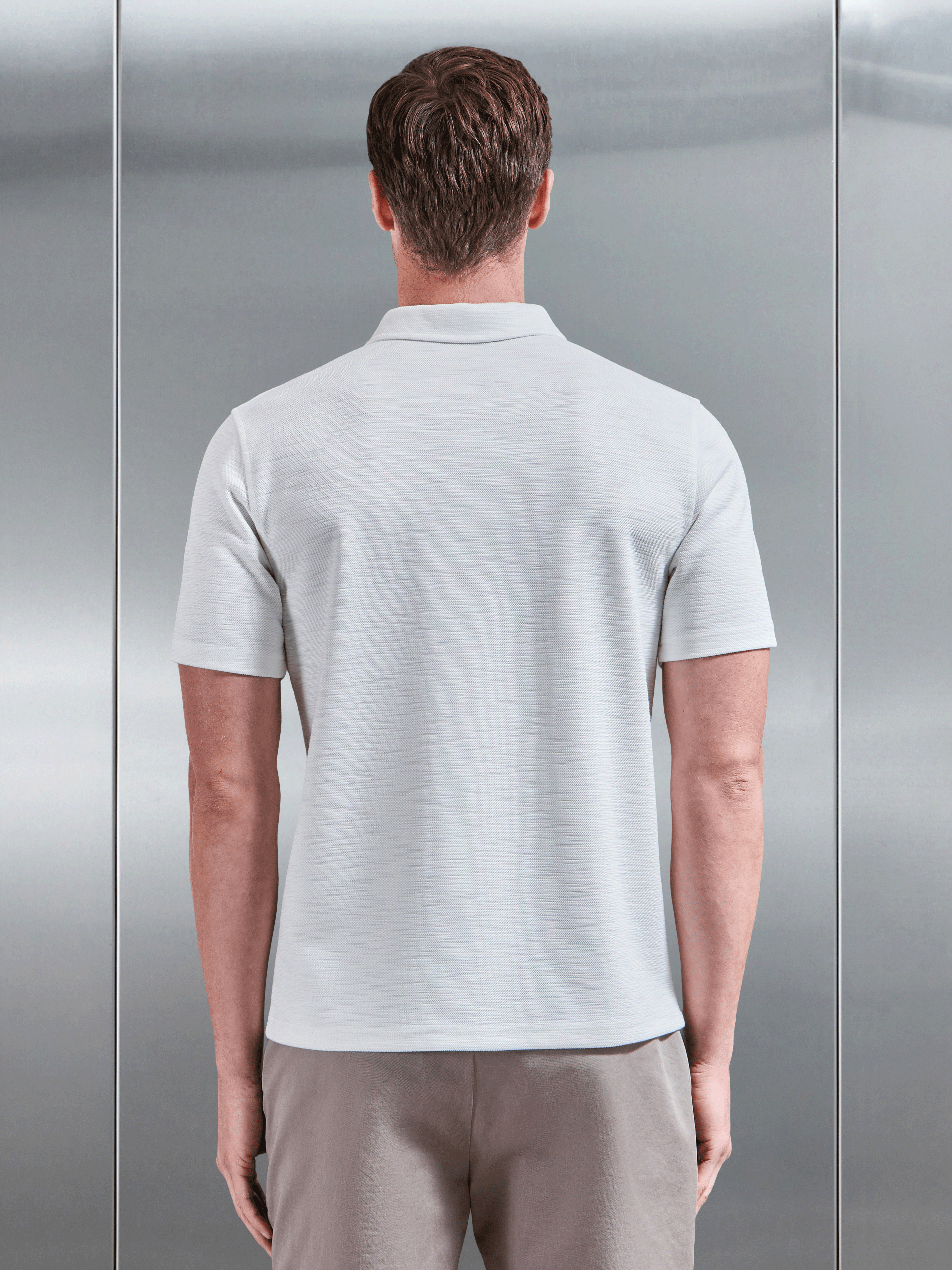 Quinta Textured Zip Polo Shirt in White