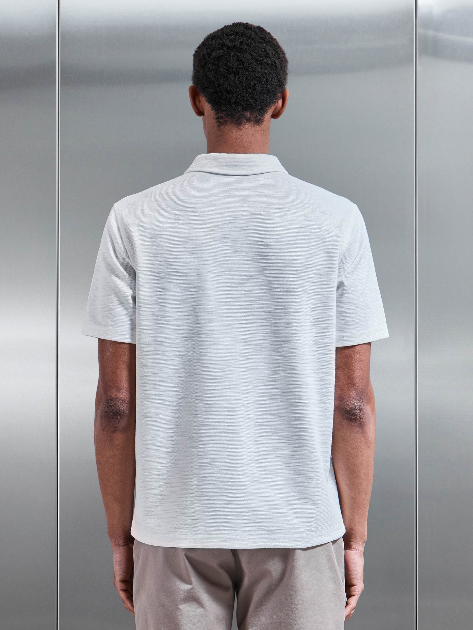 Quinta Textured Zip Polo Shirt in White