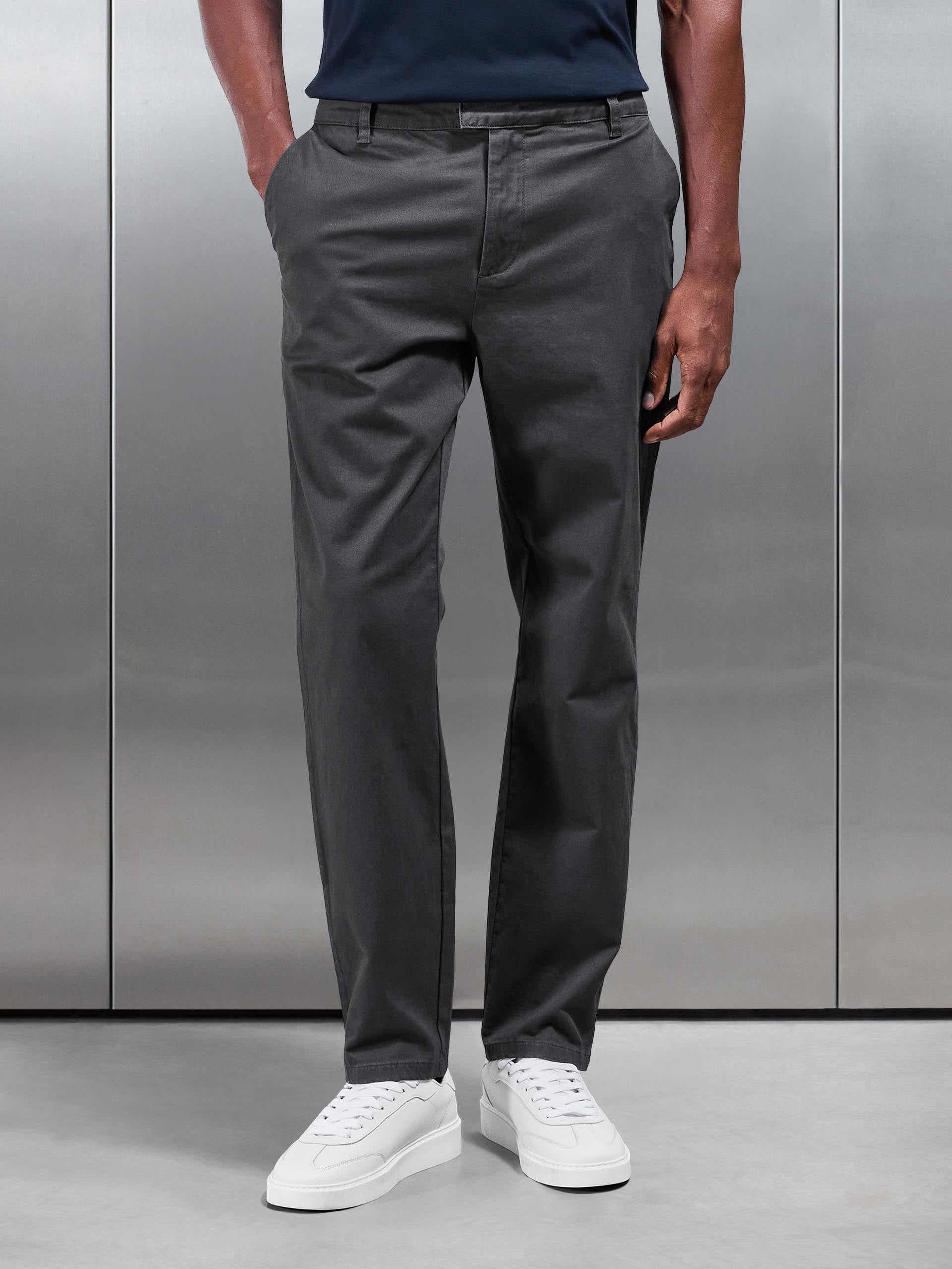 Regular Fit Chino Trouser in Grey