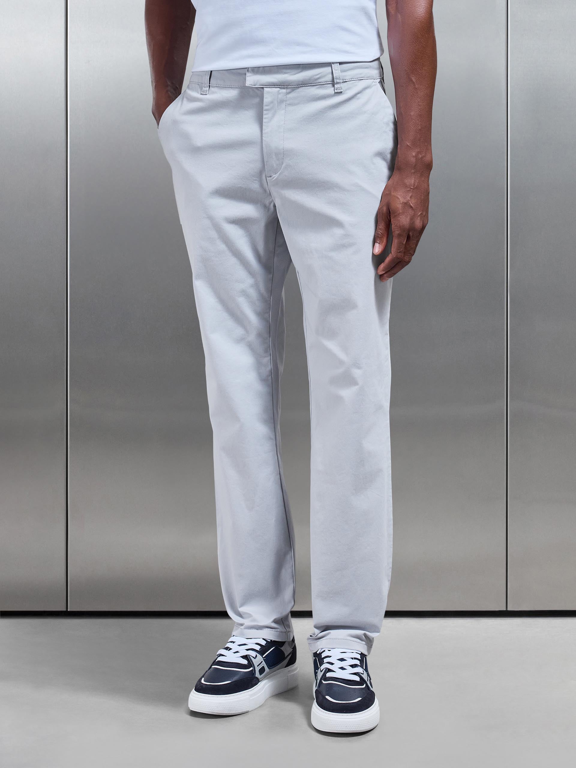 Regular Fit Chino Trouser in Mid Grey