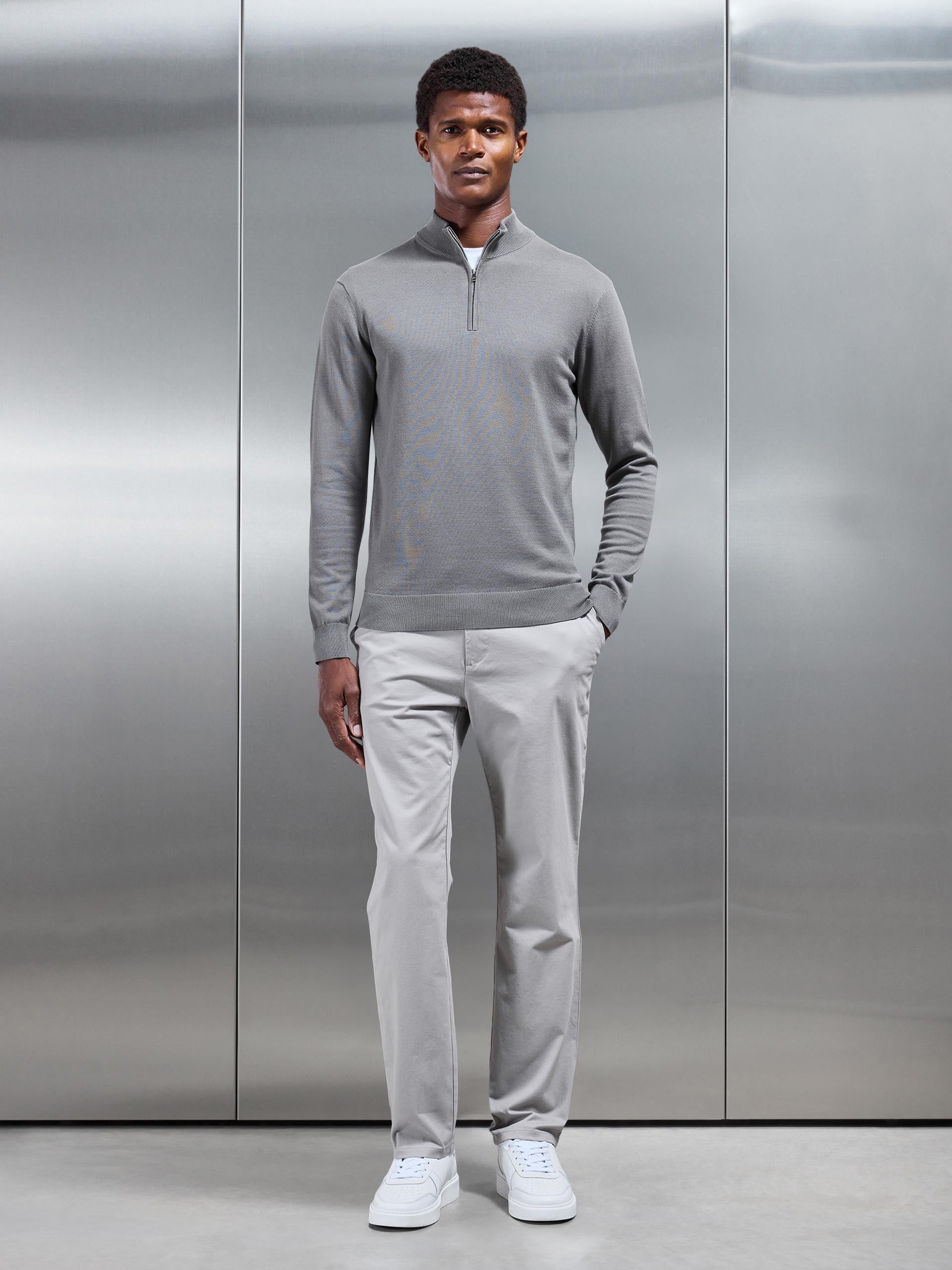 Regular Fit Chino Trouser in Stone